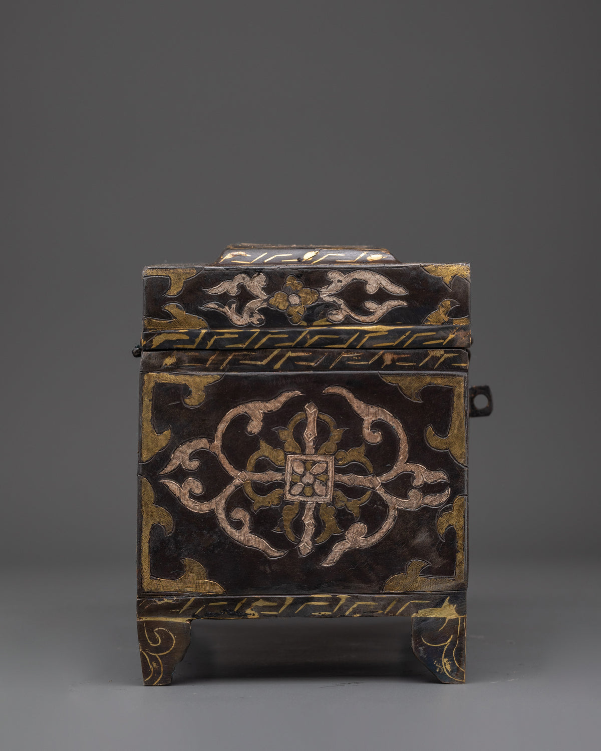 Silver And Brass Inlaid Spiritual Box | Decorative Iron Box for Home Decor