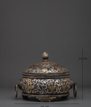 Rice Carry Pot with Silver Inlaid | Traditional Decorative Piece