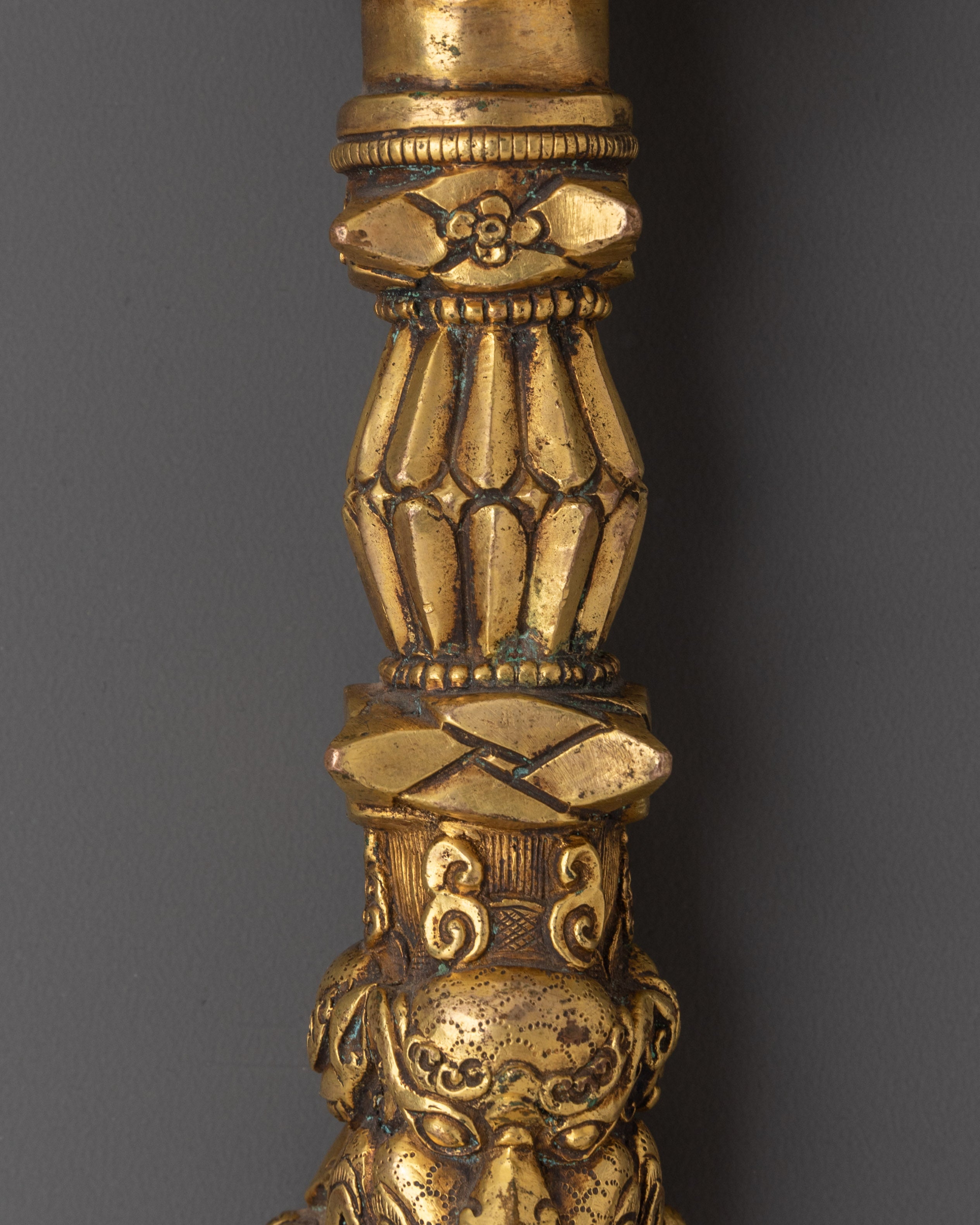 Tibetan Handcrafted Phurba Dagger | Gold-Plated Copper Ritual Dagger