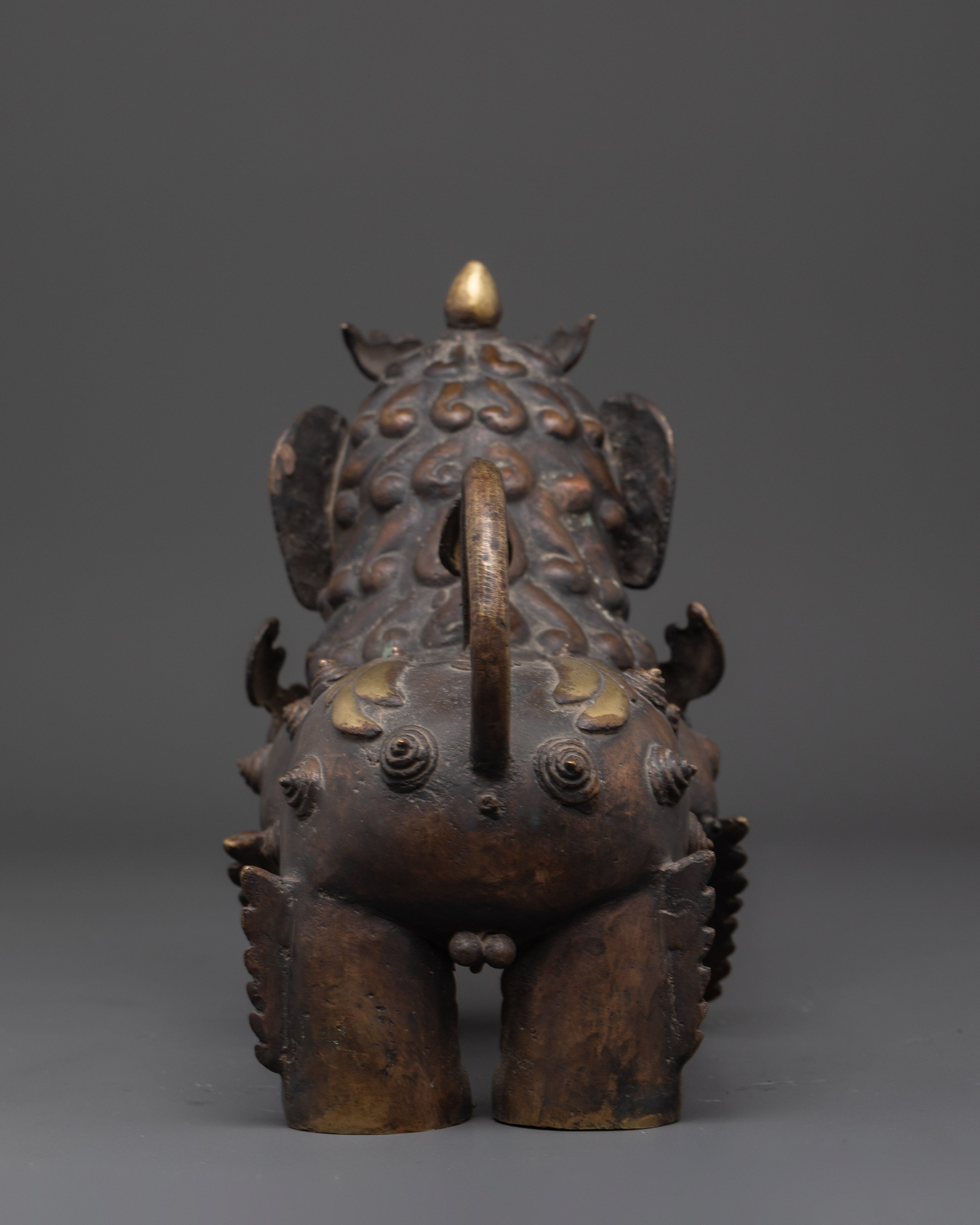Himalayan Guardian Lion Sculptures Set | Sacred Bronze Protector Pair