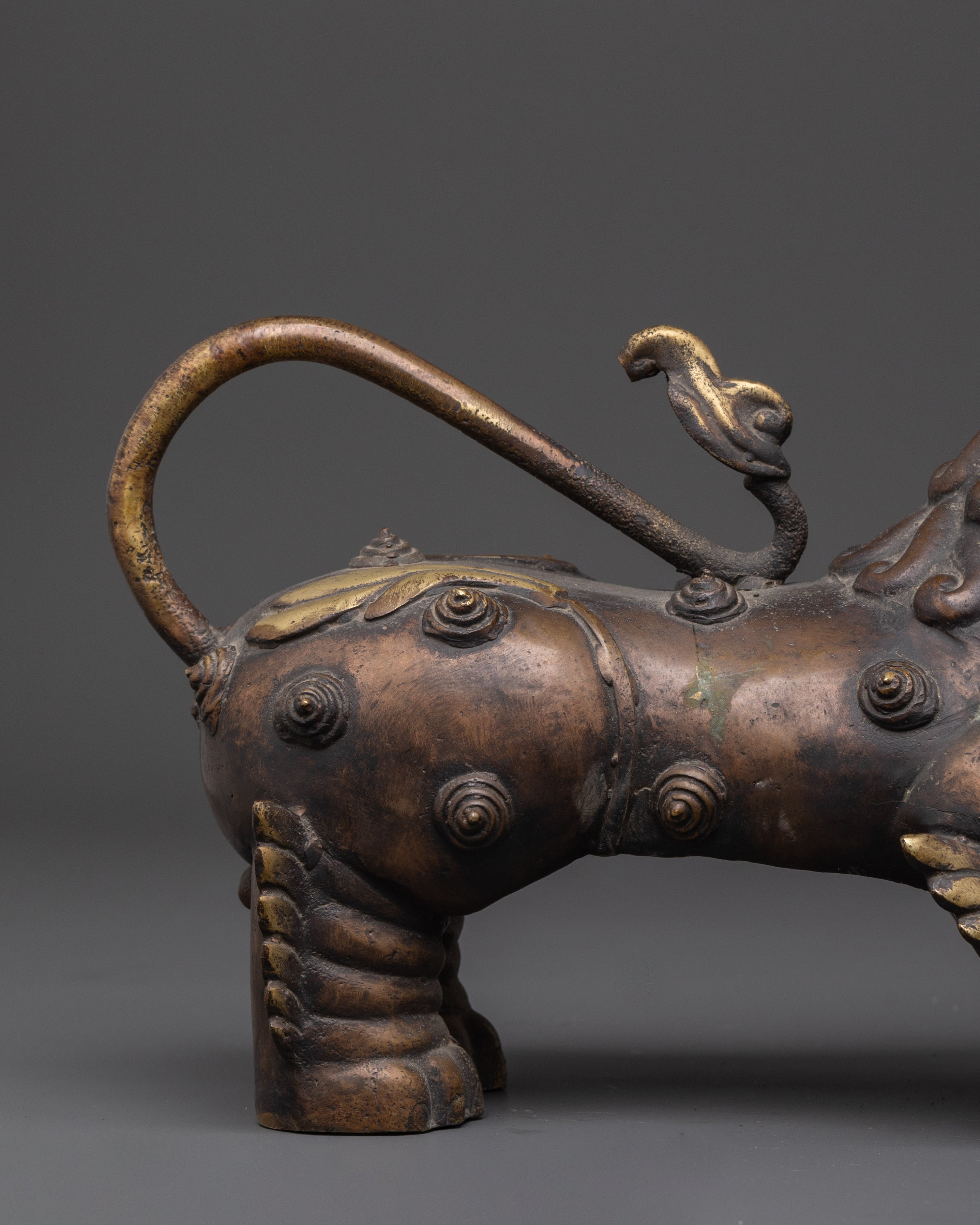 Himalayan Guardian Lion Sculptures Set | Sacred Bronze Protector Pair