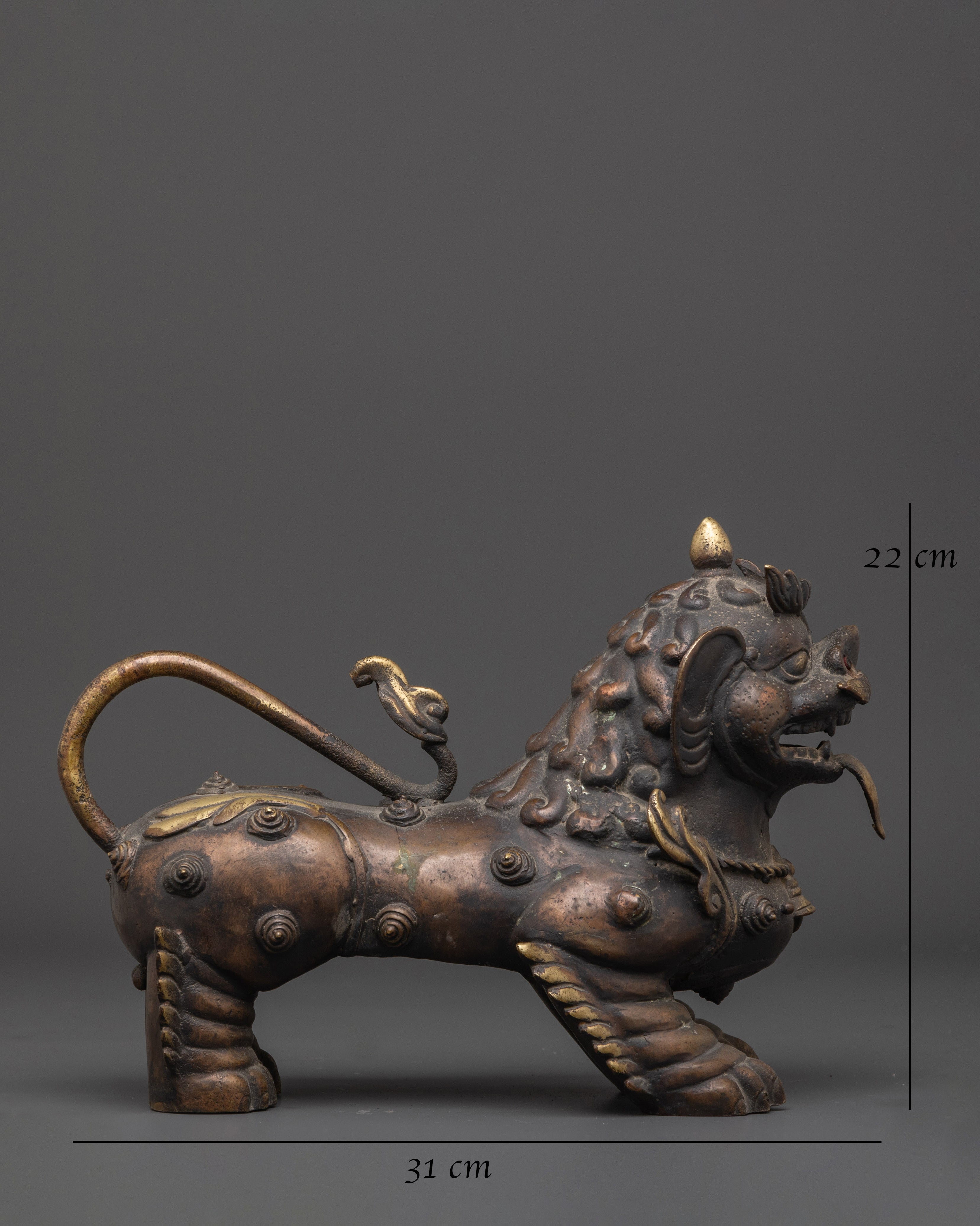 Himalayan Guardian Lion Sculptures Set | Sacred Bronze Protector Pair