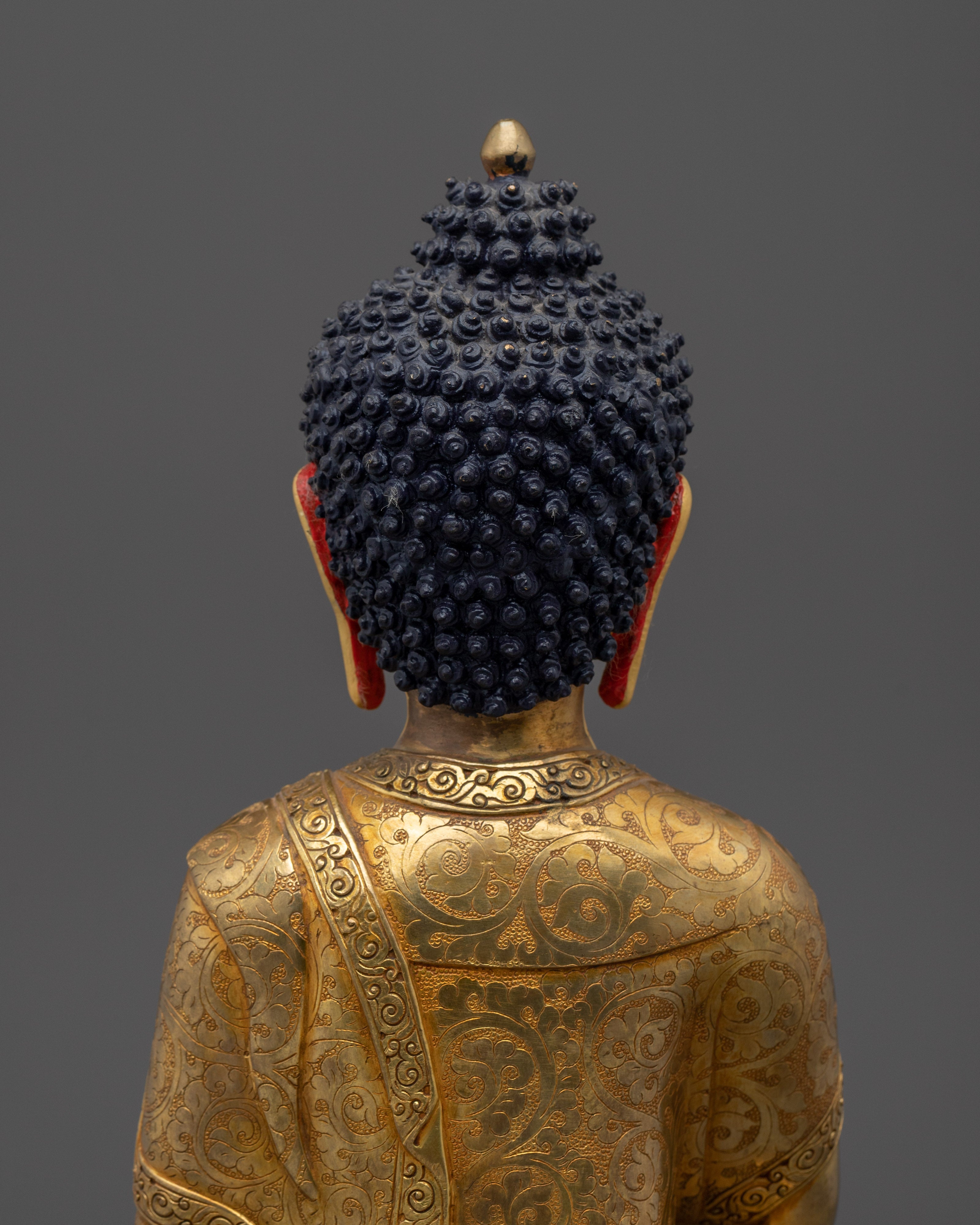 Copper Shakyamuni Buddha in Bhumisparsha Mudra | Fire Gold Plated