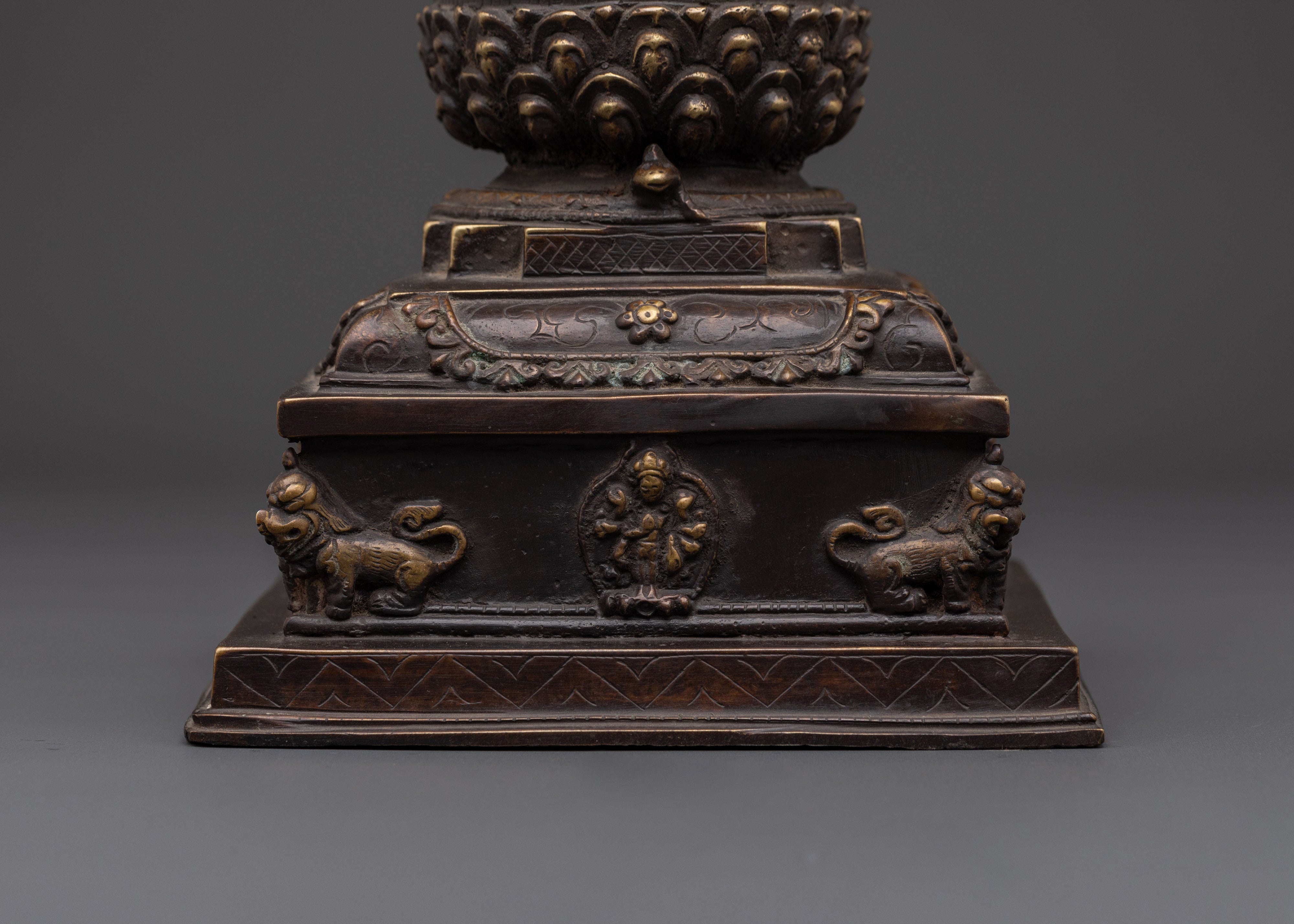 Sacred Buddhist Stupa Decor | Handcrafted Bronze Meditation Statue
