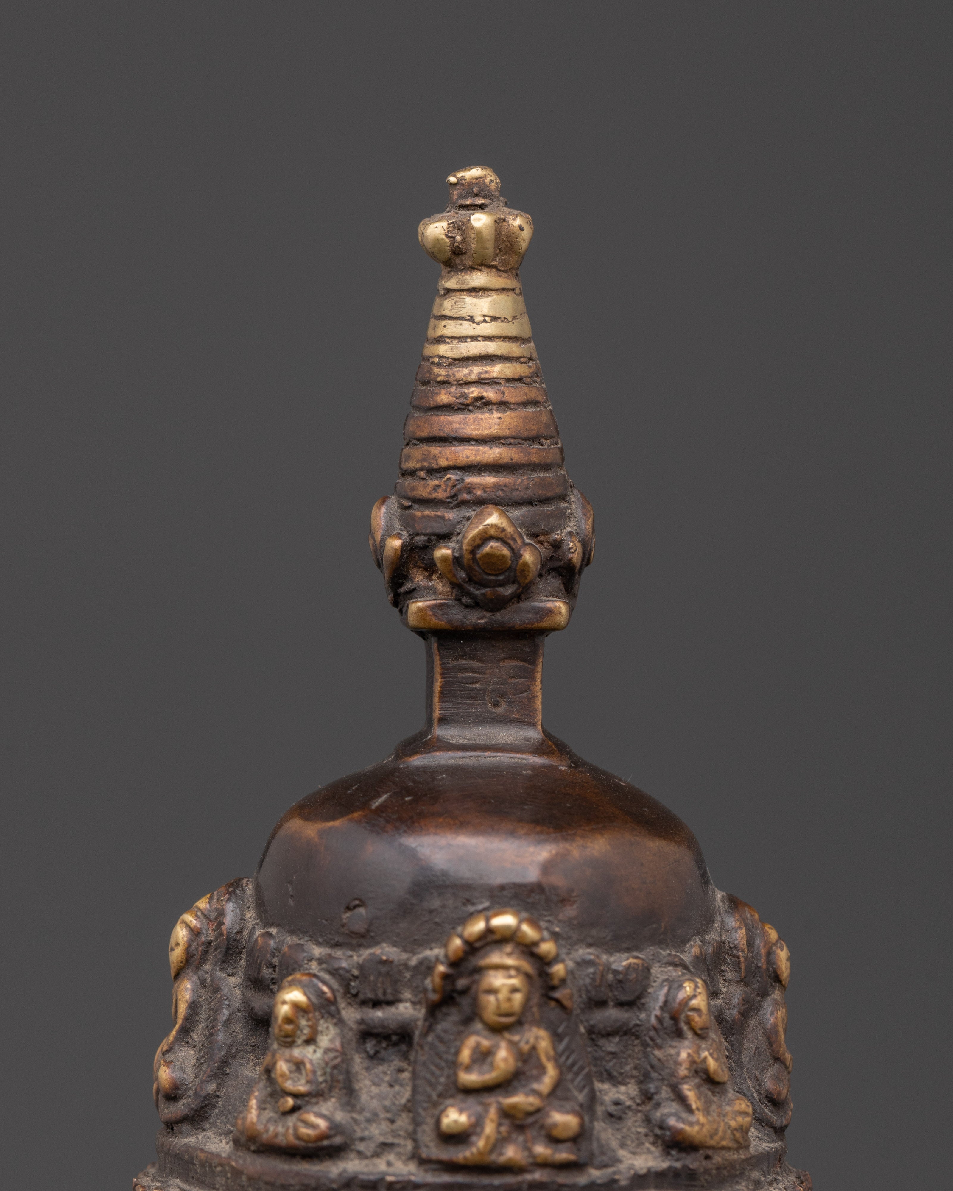 Sacred Buddhist Stupa Decor | Handcrafted Bronze Meditation Statue