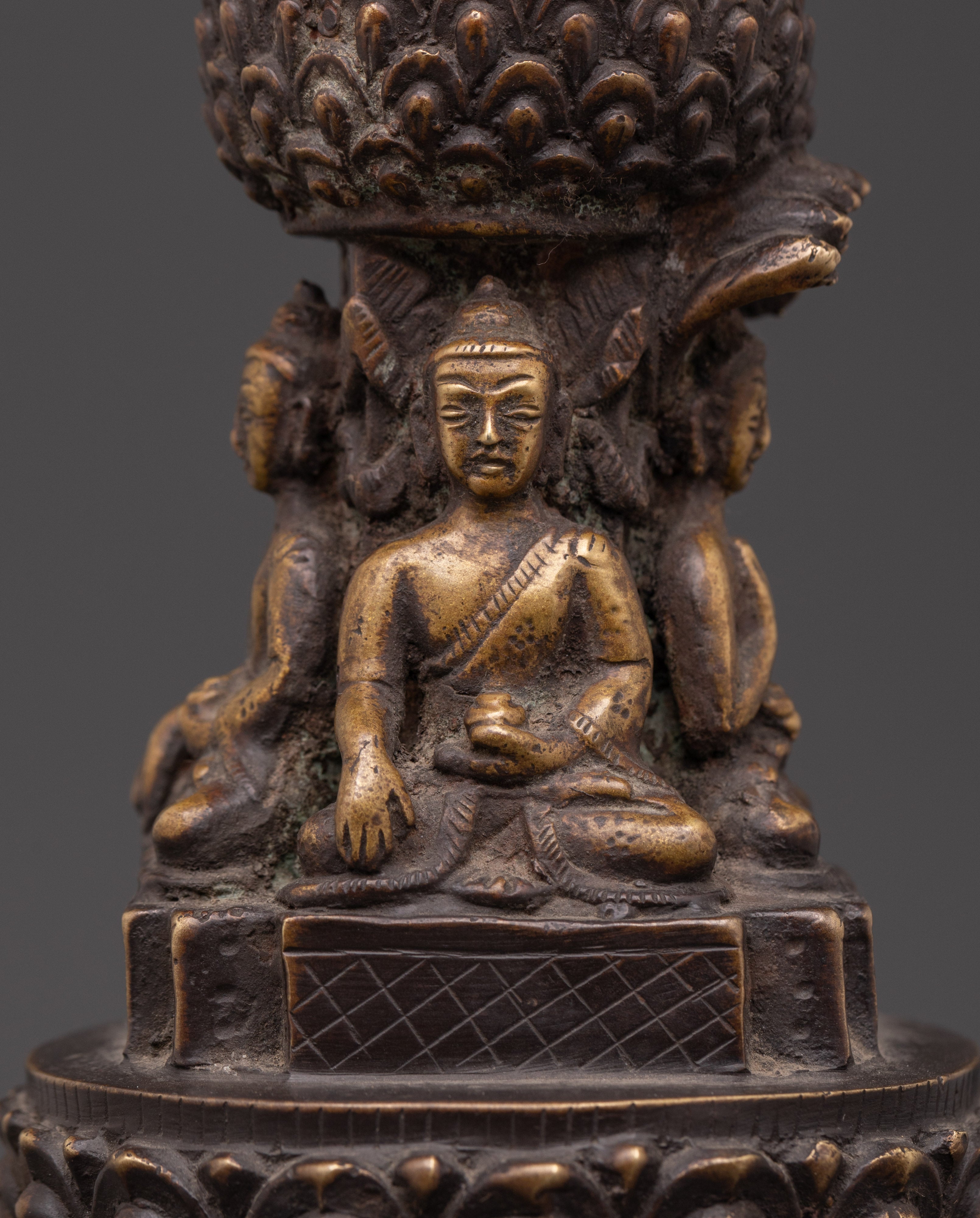 Sacred Buddhist Stupa Decor | Handcrafted Bronze Meditation Statue