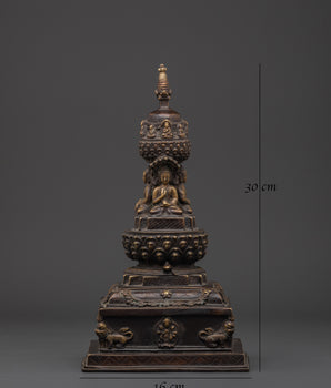 Sacred Buddhist Stupa Decor | Handcrafted Bronze Meditation Statue