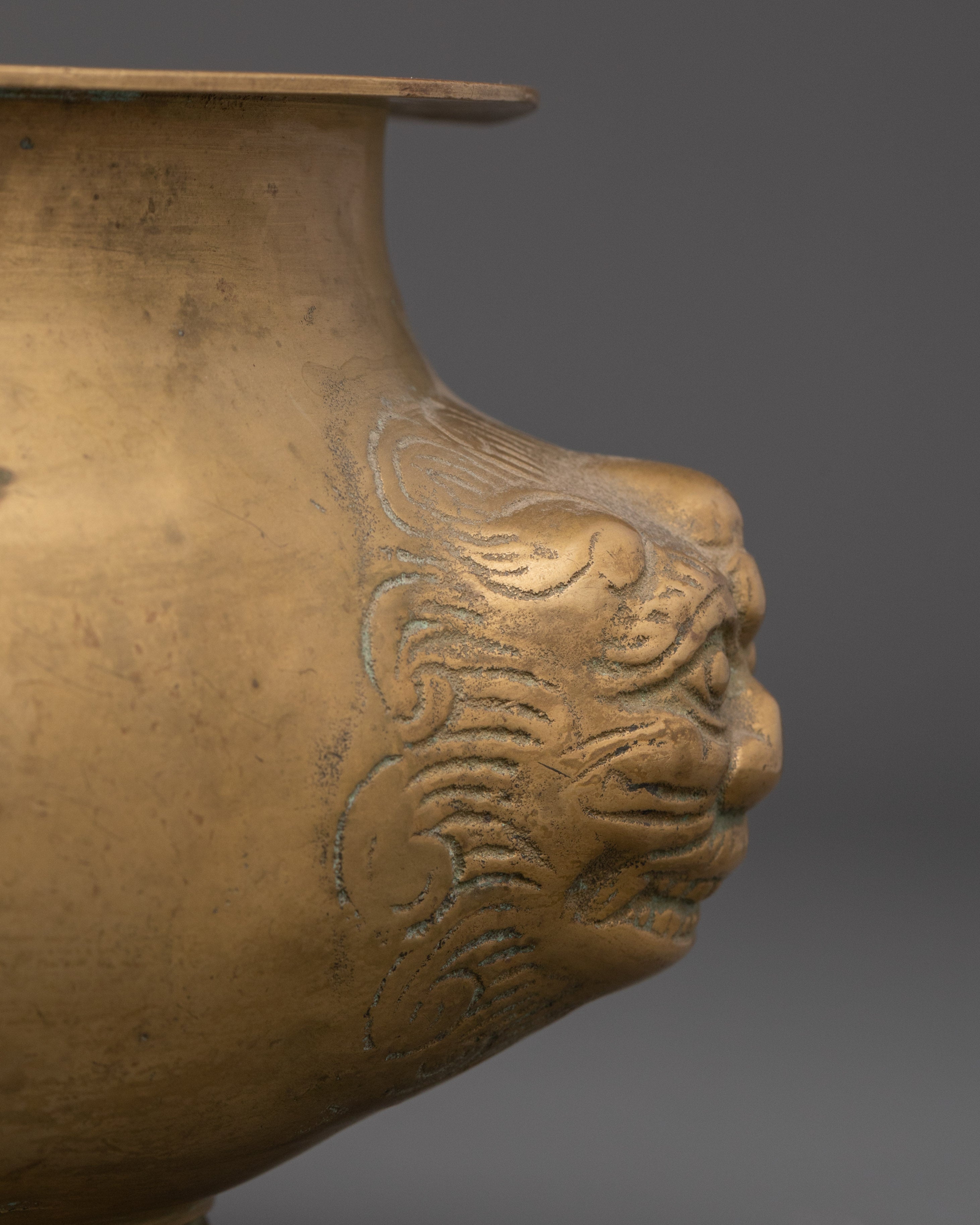 Handmade Offering Vessel Bowl | Lion Head Design