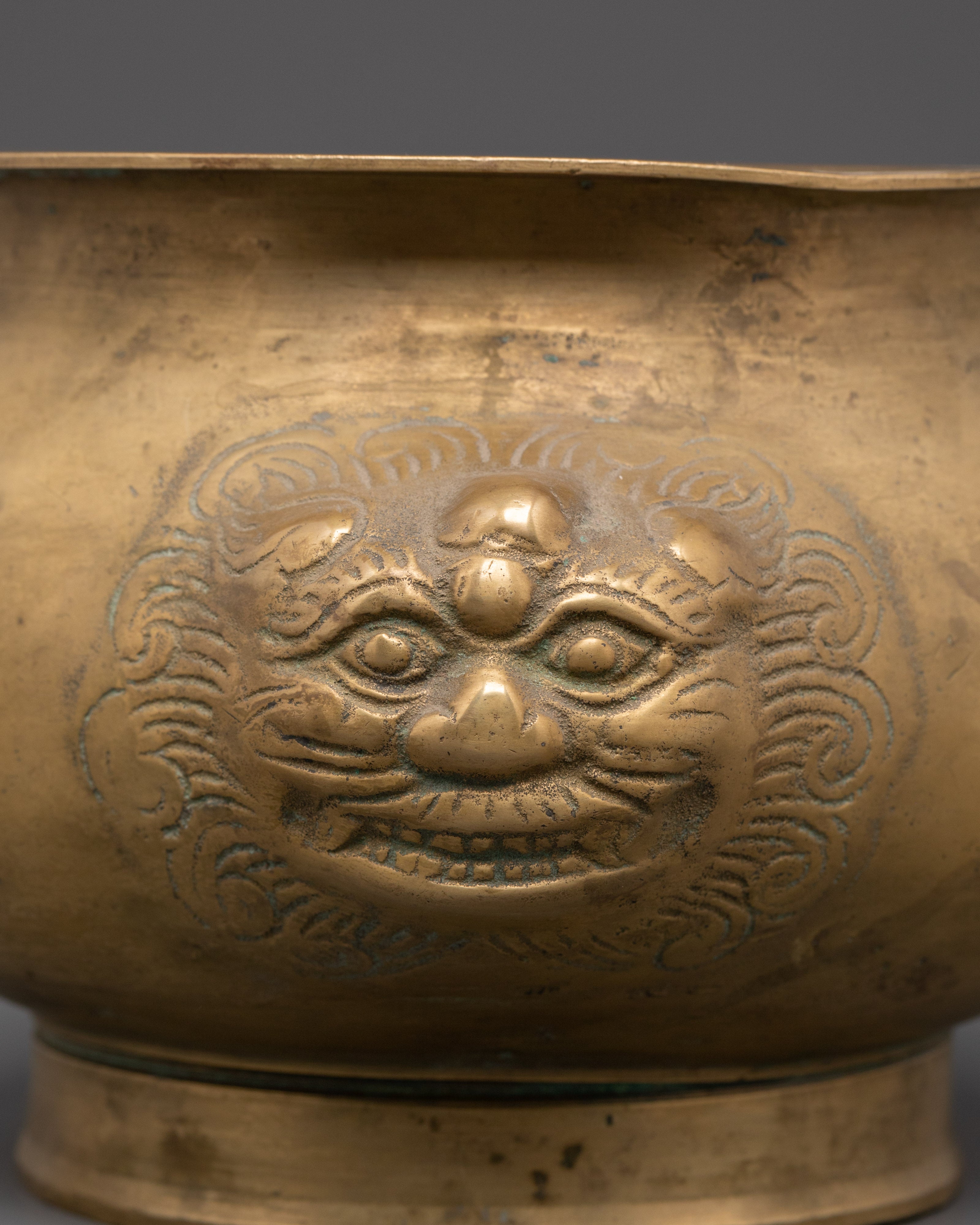 Handmade Offering Vessel Bowl | Lion Head Design