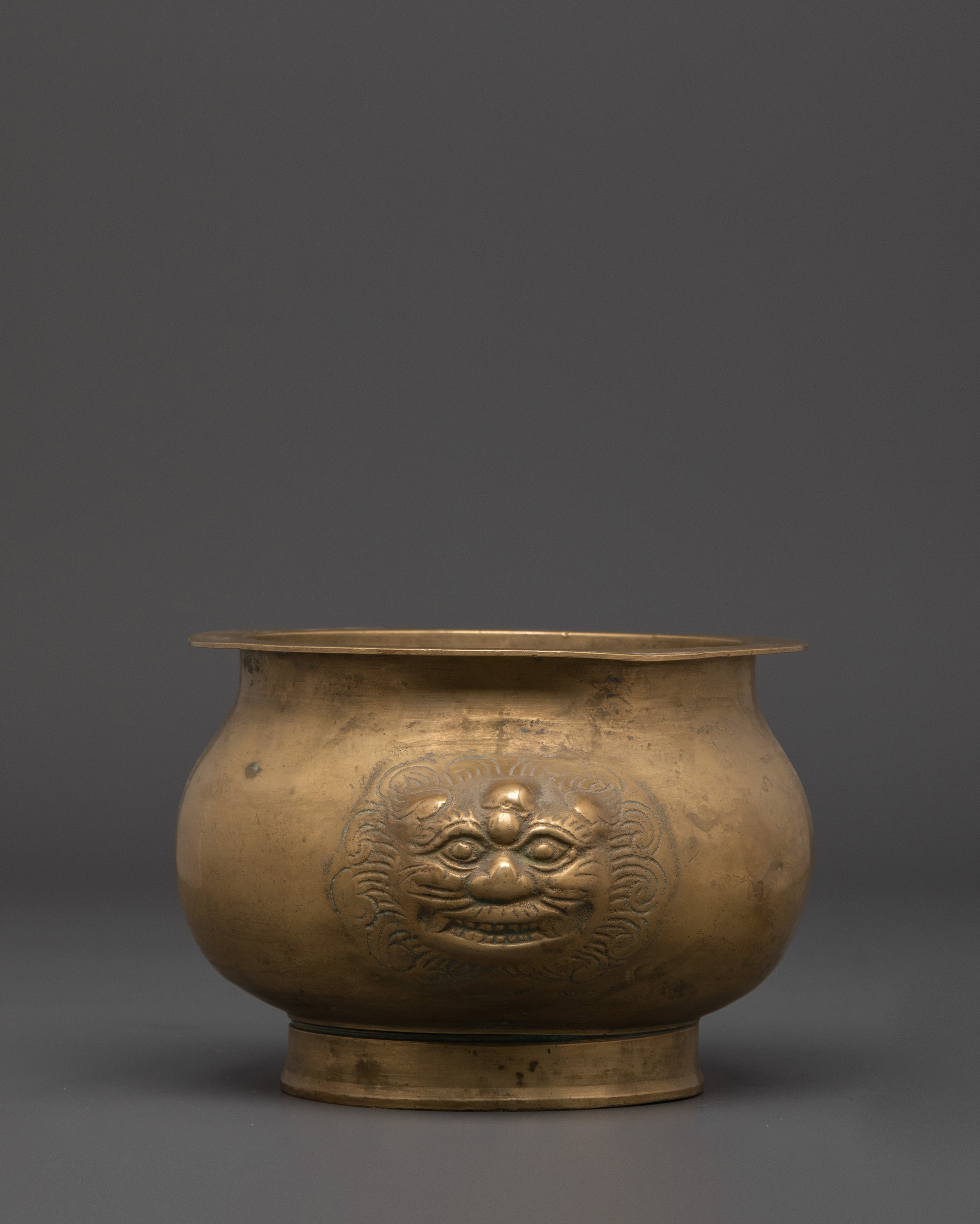 Handmade Offering Vessel Bowl | Lion Head Design