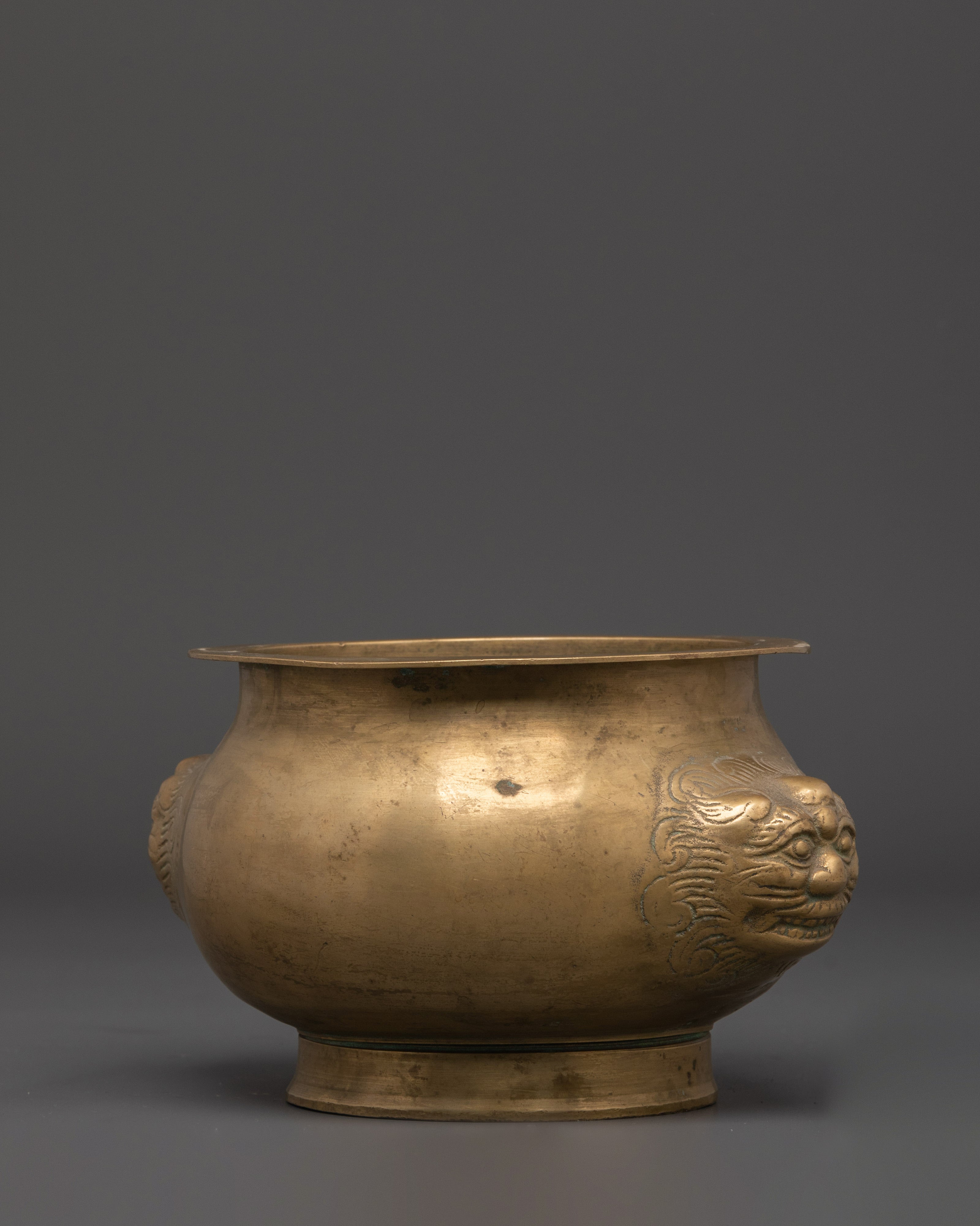 Handmade Offering Vessel Bowl | Lion Head Design