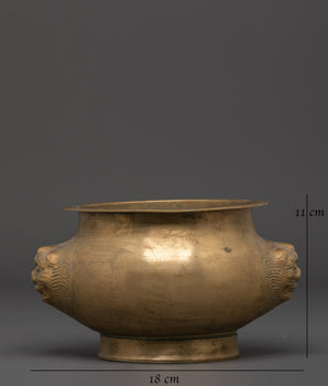 Handmade Offering Vessel Bowl | Lion Head Design
