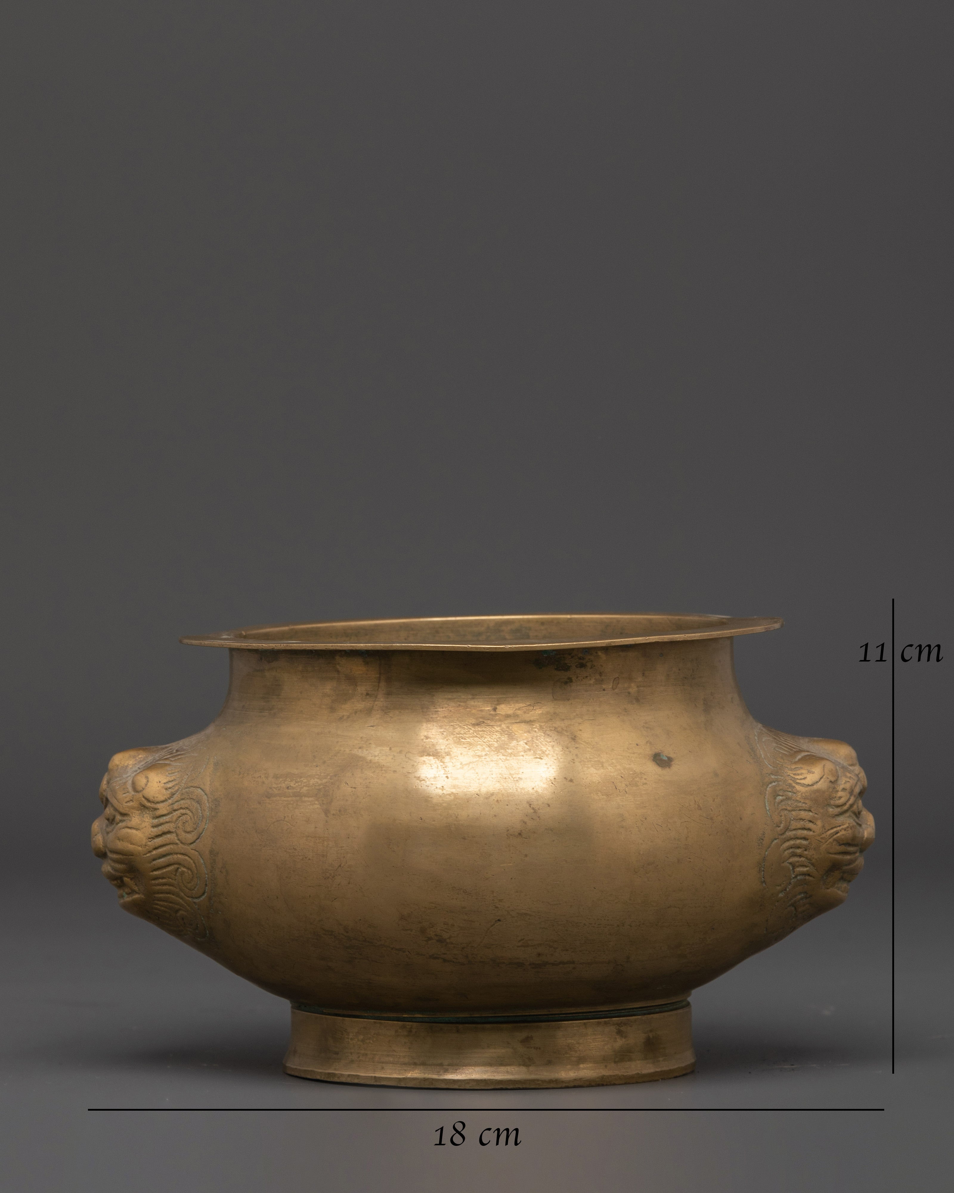 Handmade Offering Vessel Bowl | Lion Head Design