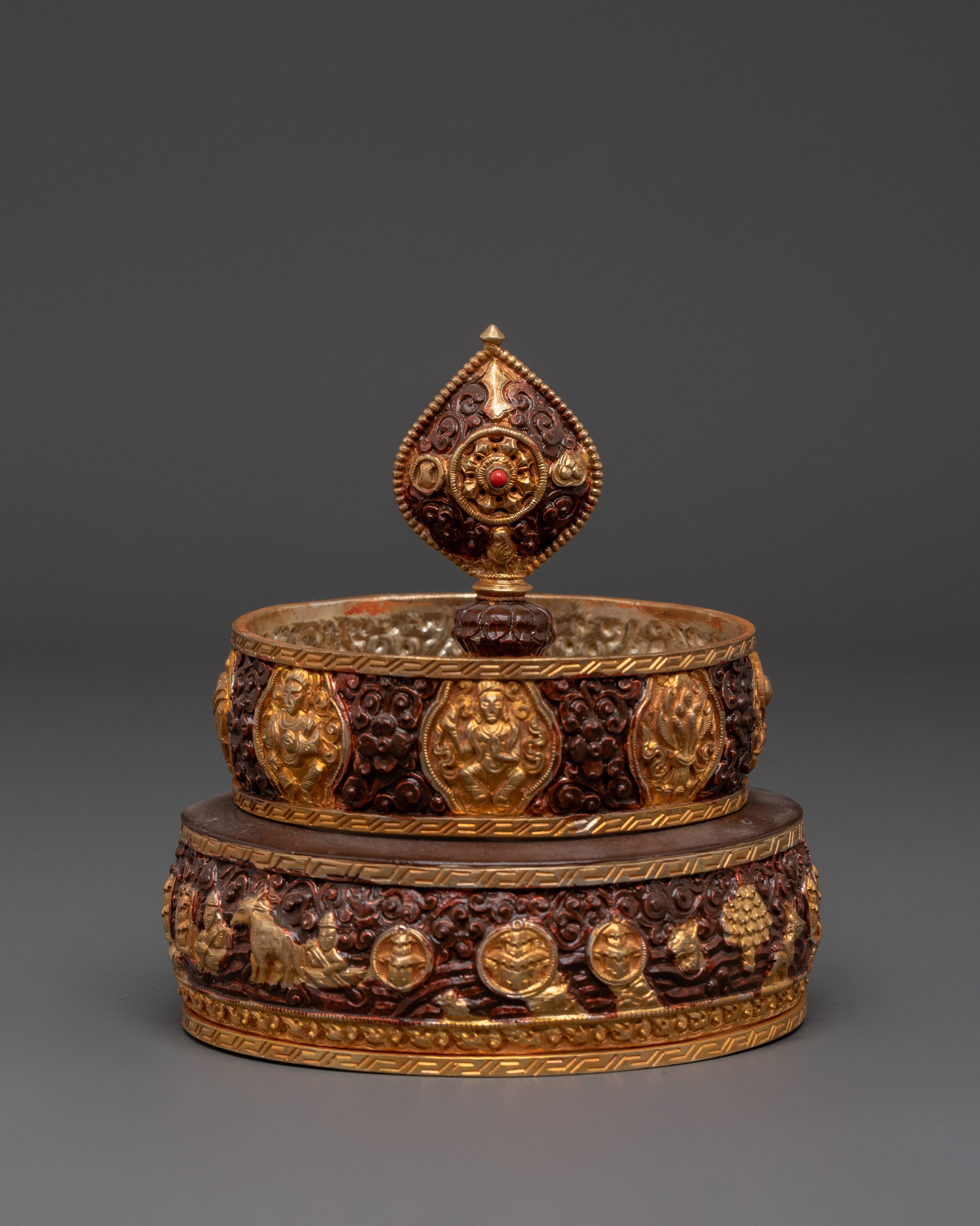 Copper And Gold Plated Mandala Set | Ritual Offering for Tibetan Buddhist Ceremonies