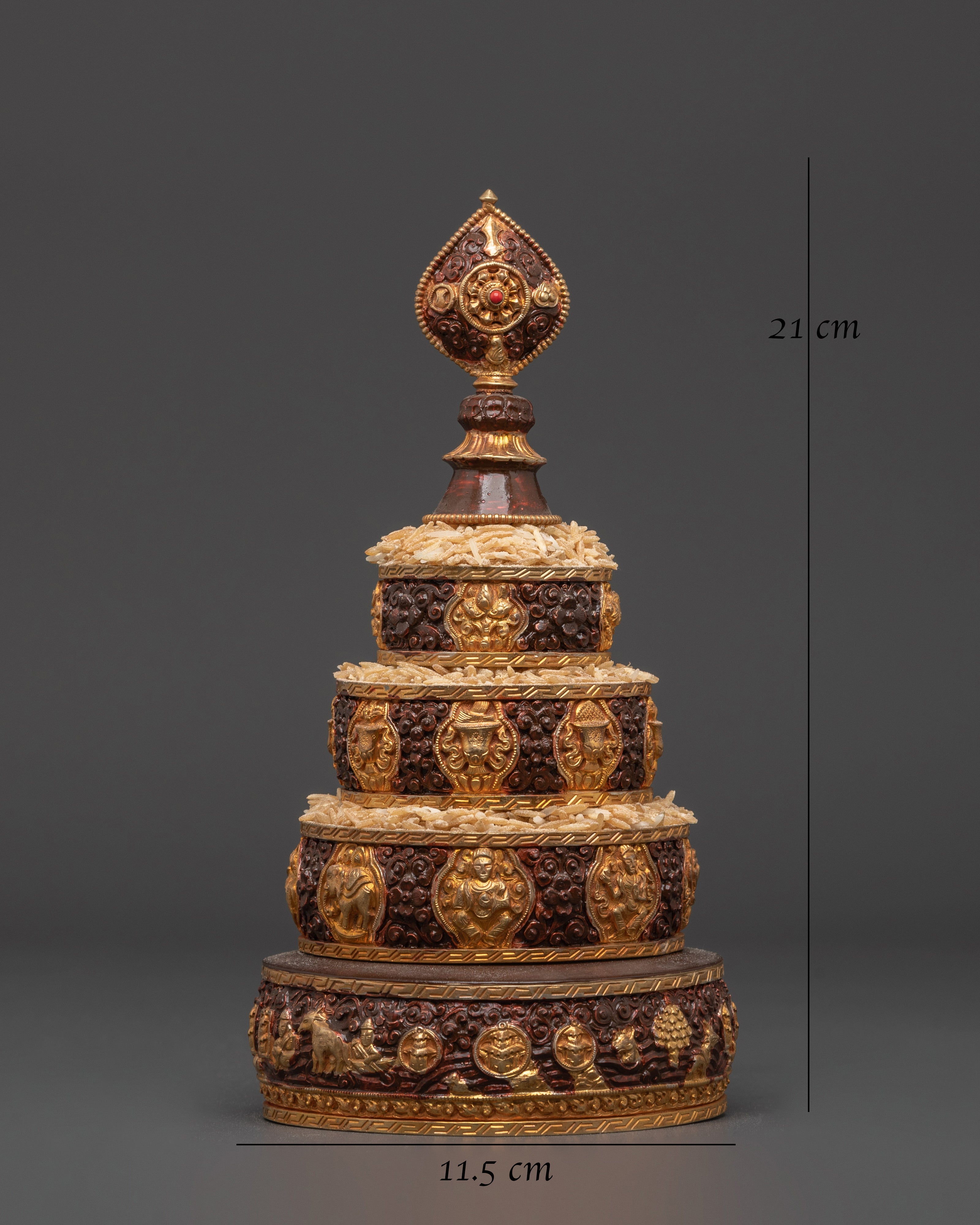 Copper And Gold Plated Mandala Set | Ritual Offering for Tibetan Buddhist Ceremonies