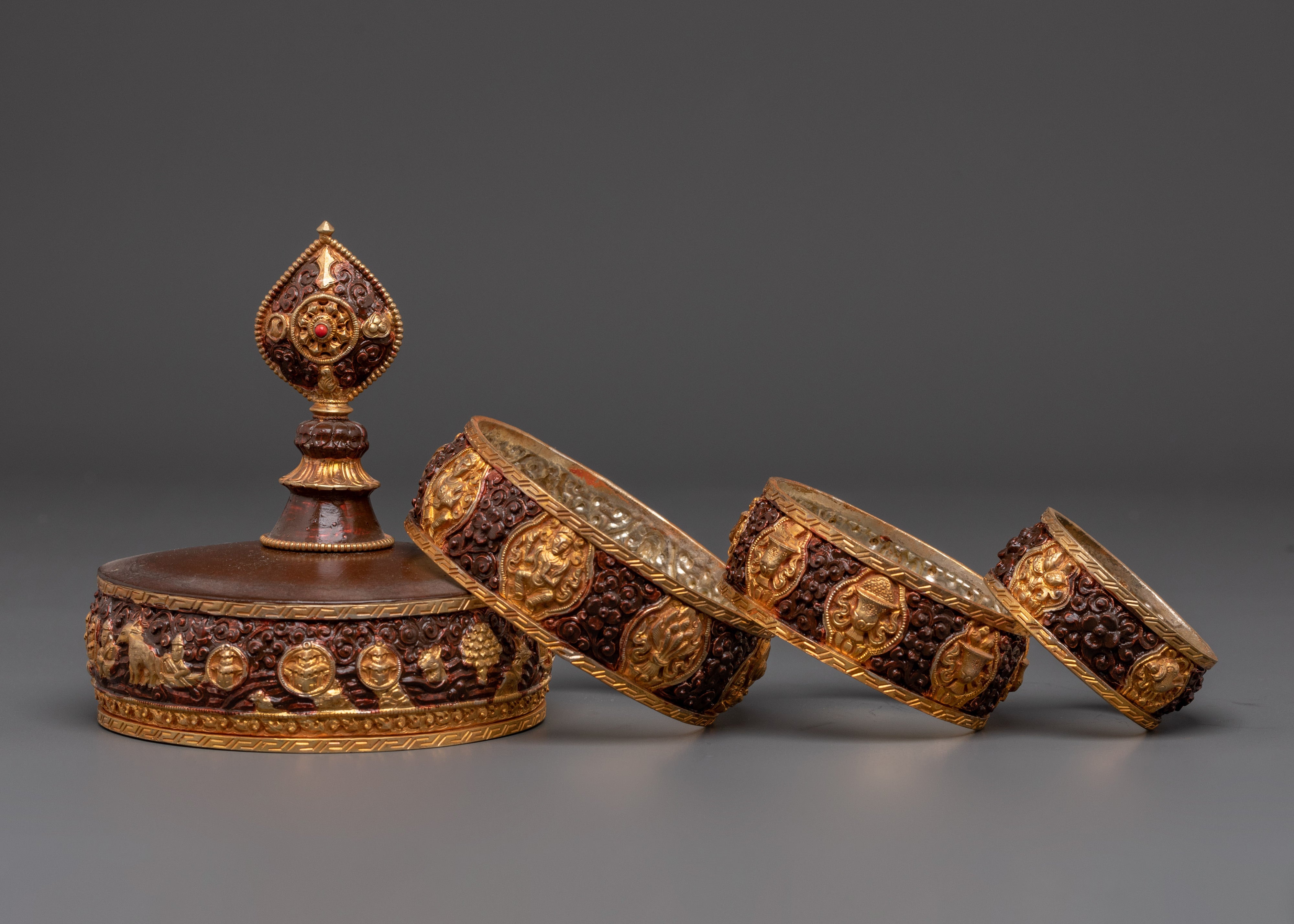 Copper And Gold Plated Mandala Set | Ritual Offering for Tibetan Buddhist Ceremonies
