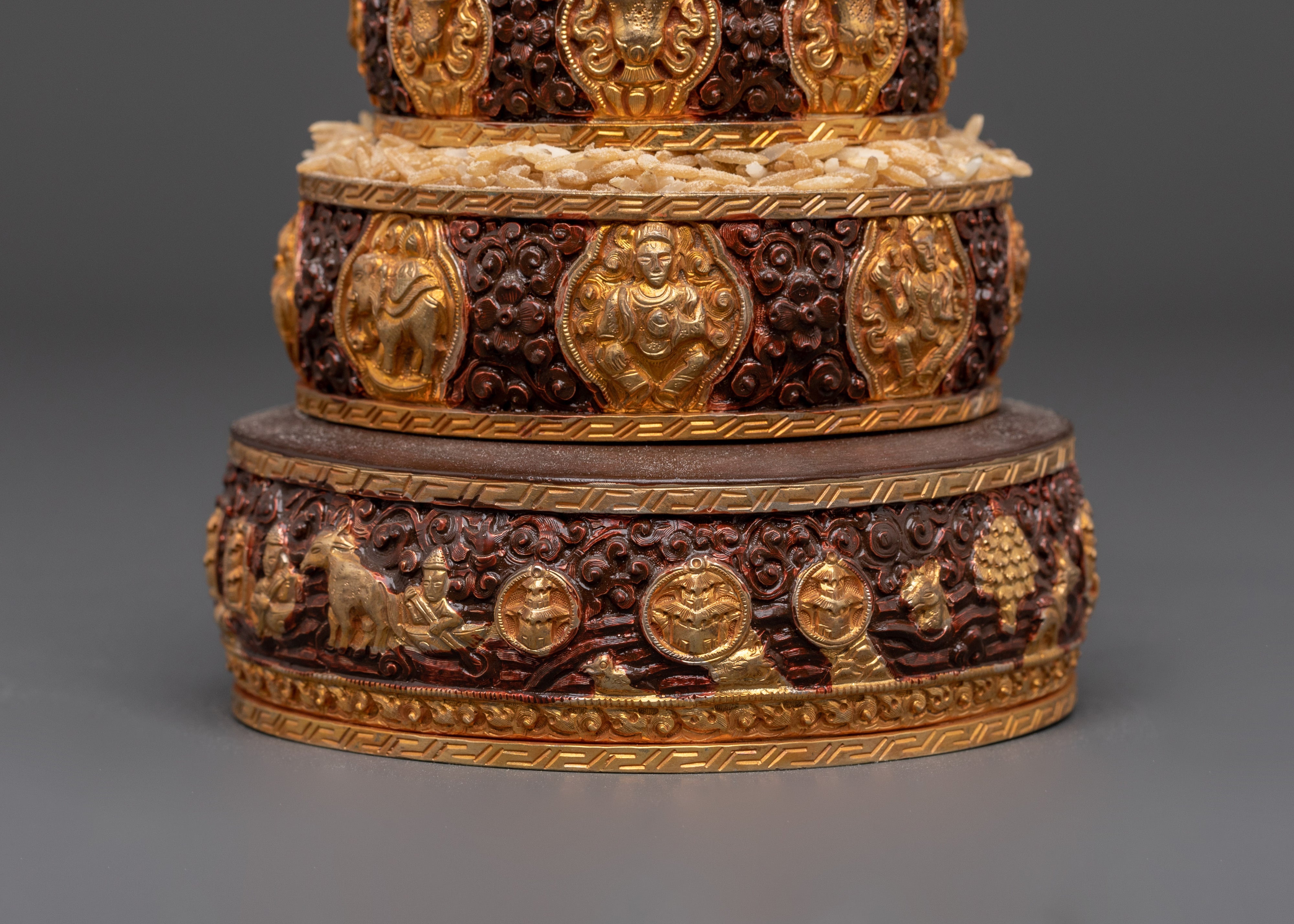 Copper And Gold Plated Mandala Set | Ritual Offering for Tibetan Buddhist Ceremonies