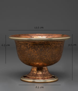Handcrafted Copper Offering Bowls Set | Ritual Tools for Buddhist Altar