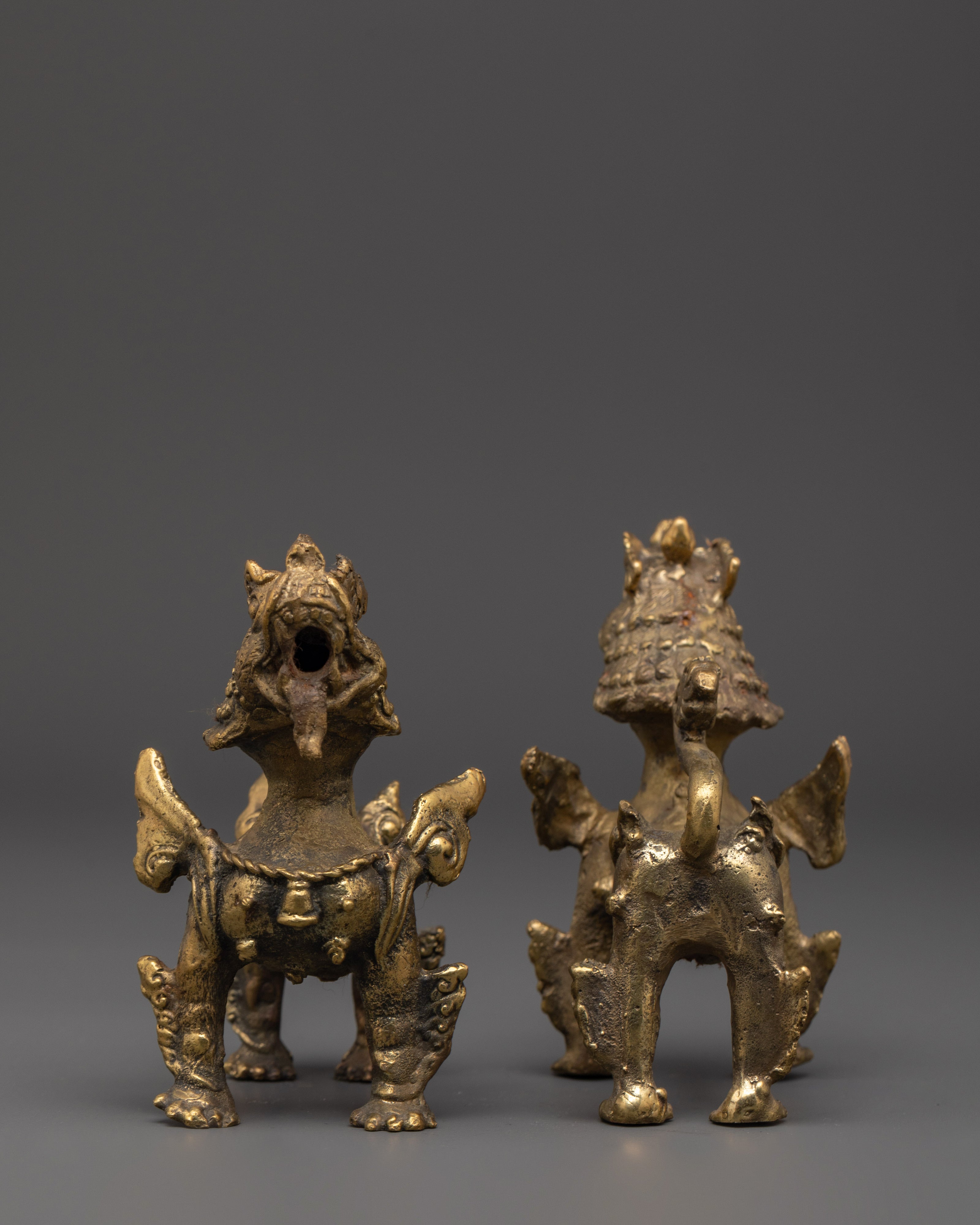 Buddhist Altar Lion Set | Sacred Himalayan Guardian