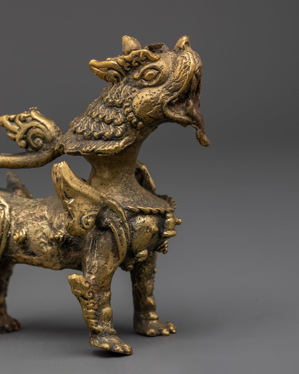 Buddhist Altar Lion Set | Sacred Himalayan Guardian