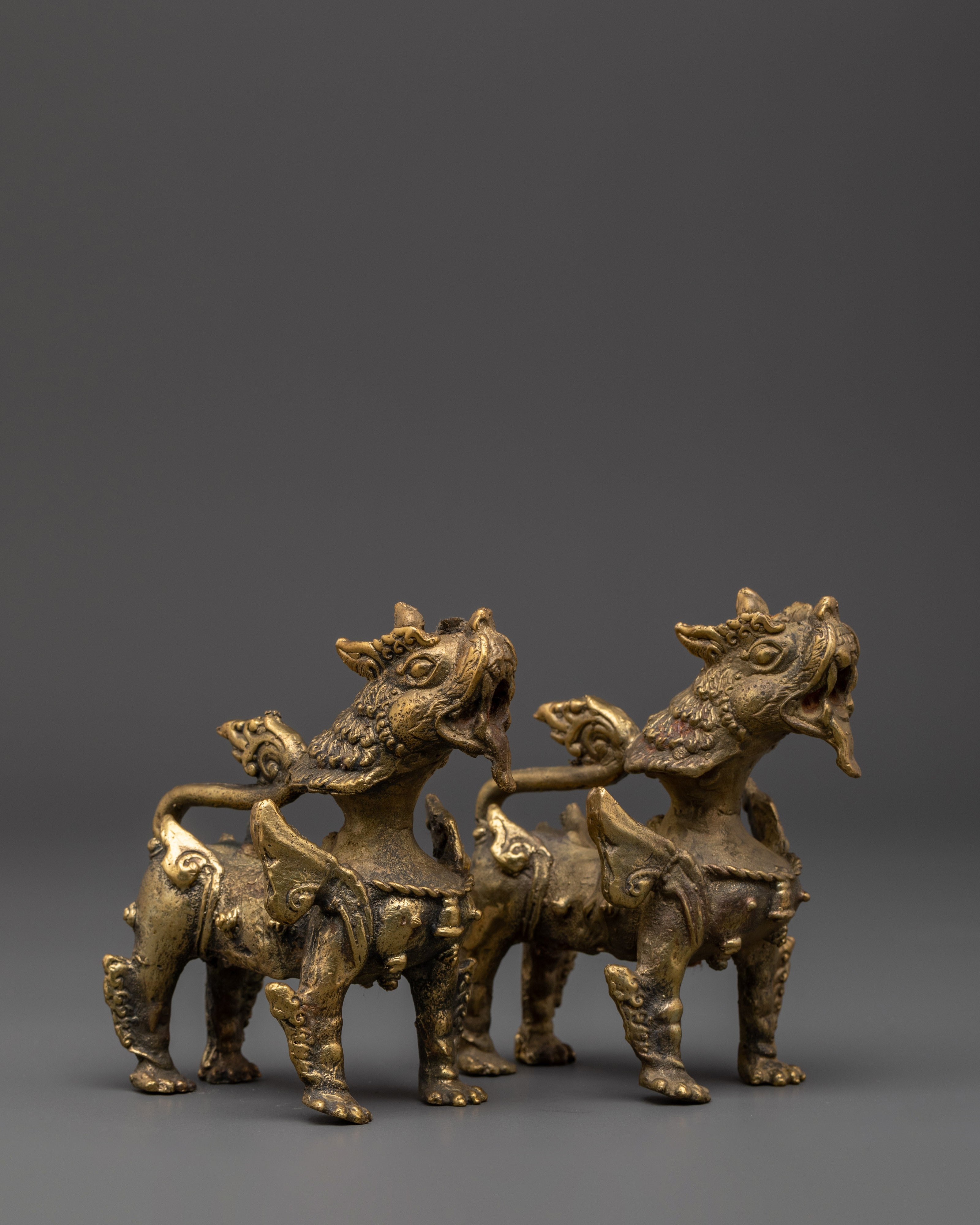 Buddhist Altar Lion Set | Sacred Himalayan Guardian