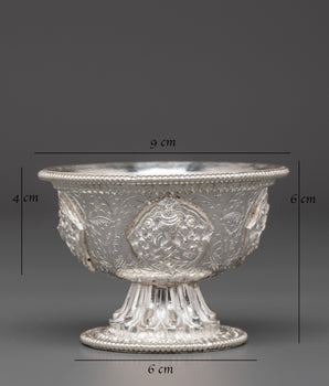 Tibetan Buddhist Religious Offering Bowls | Handcrafted Pure Silver Ritual Bowls