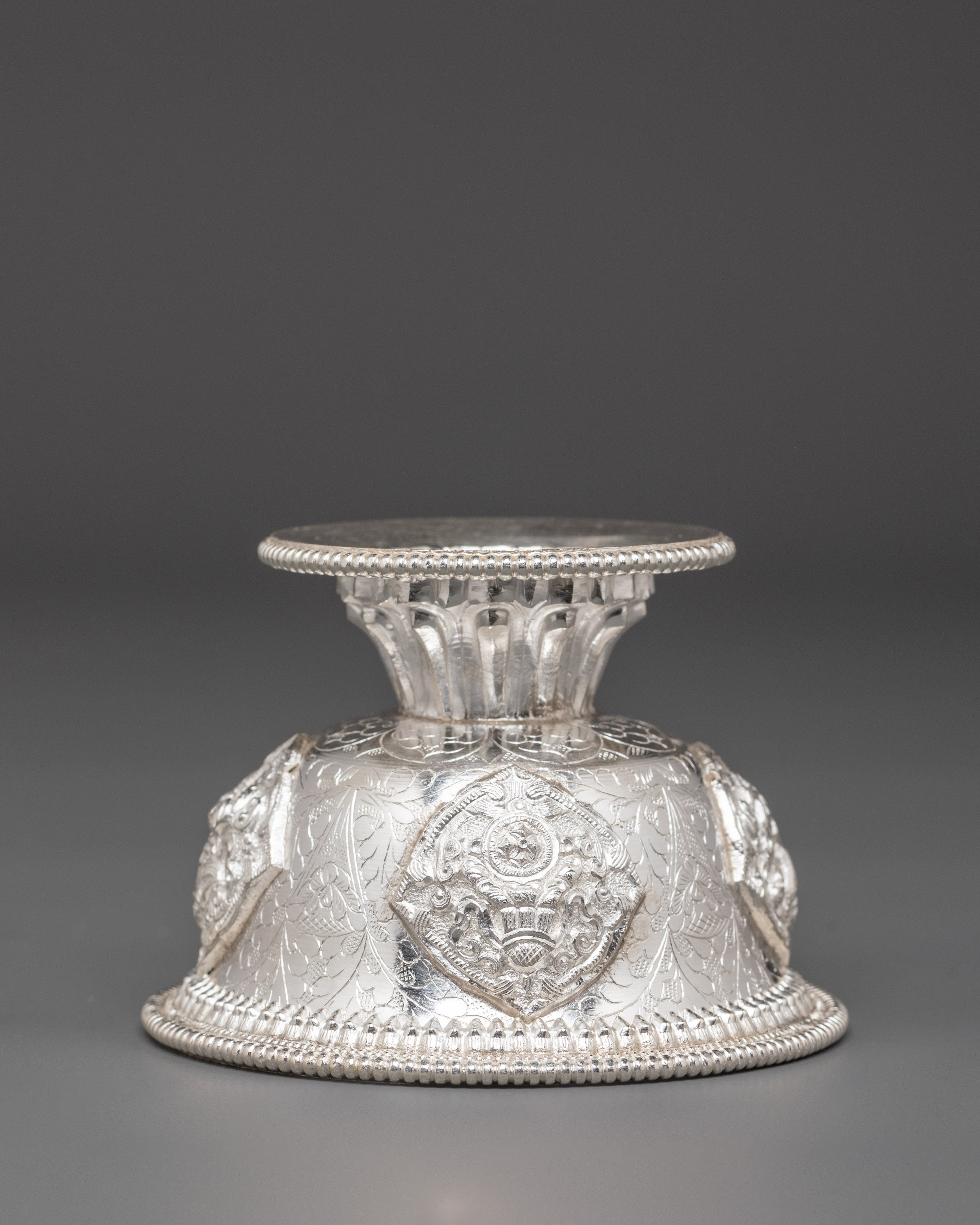 Tibetan Buddhist Religious Offering Bowls | Handcrafted Pure Silver Ritual Bowls