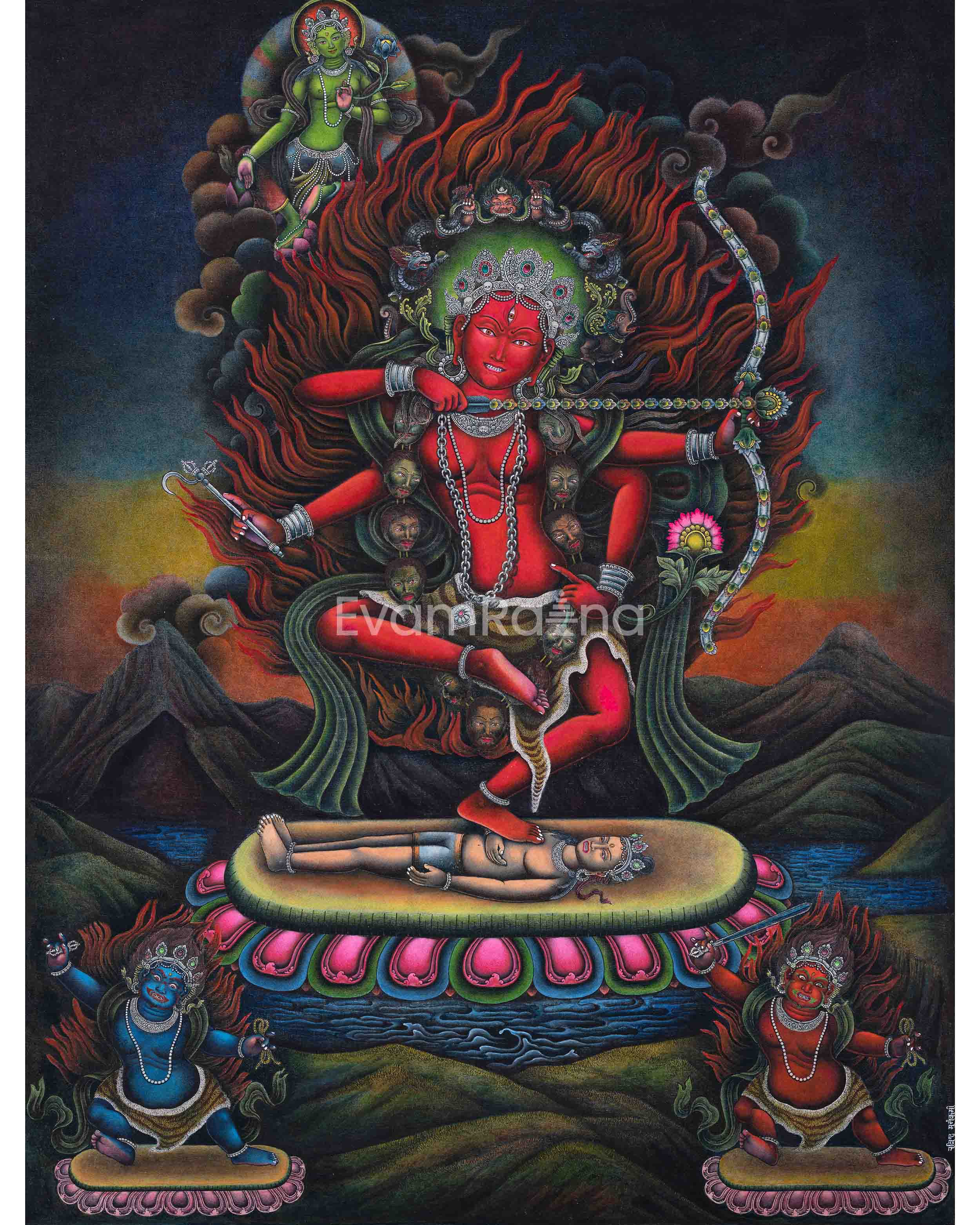 Kurukulle with Mahakala Newari Print