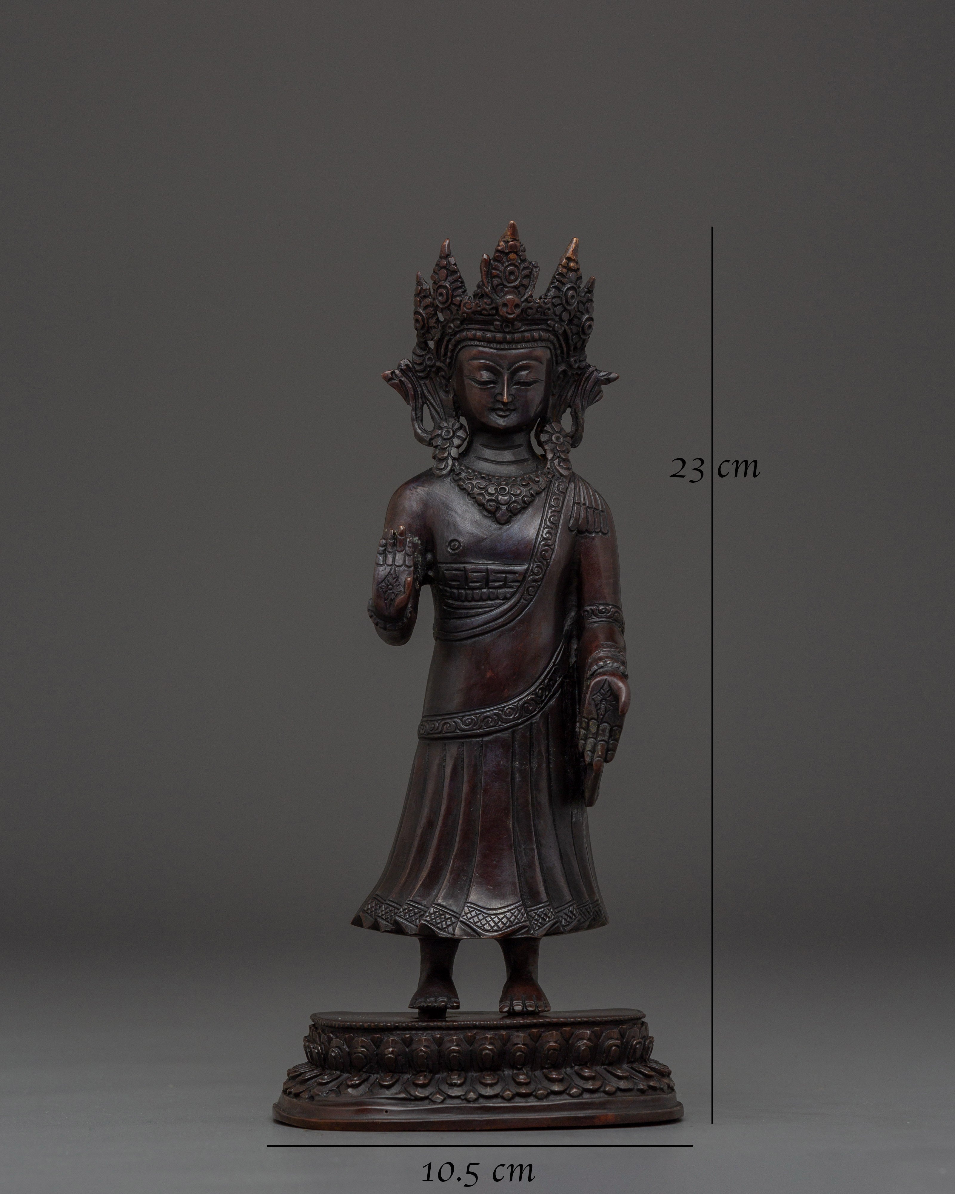 Standing Buddha Copper Statue | Spiritual Home Decor