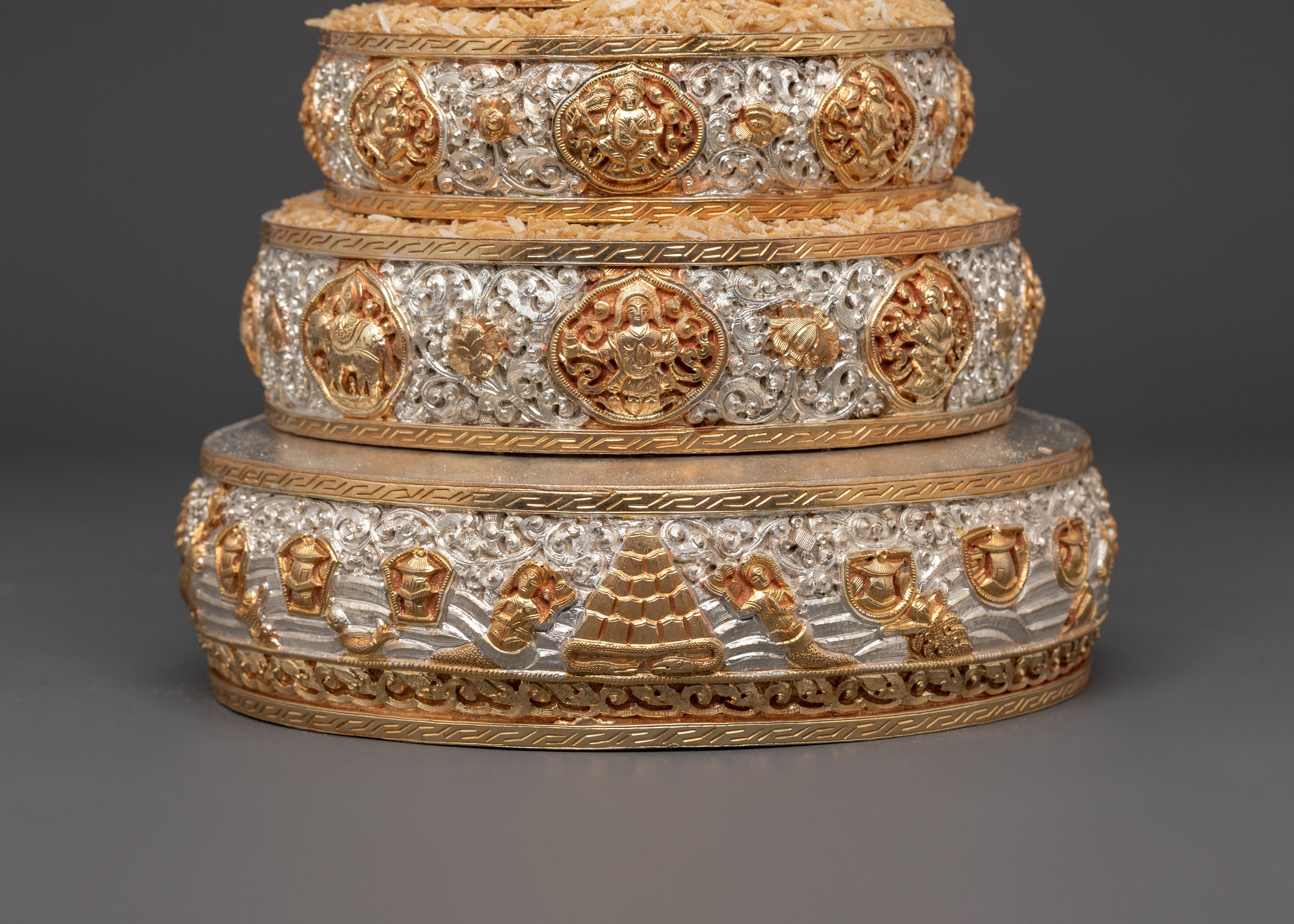 Silver Plated Mandala | Copper Design with Gold Plating & Turquoise