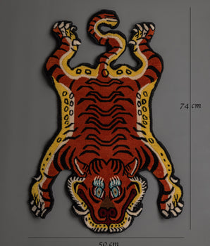 Tibetan Wool Hand-Knotted Tiger Rug | Colorful Rug, Tibetan Textile