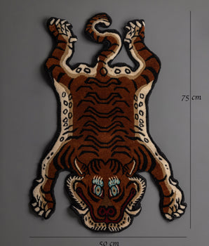 Tibetan Knotted Tiger Rug | Unique Wool Craft for Home Decor