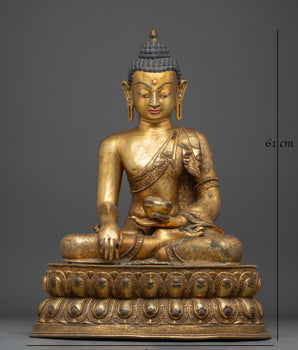 Copper Gold Plated Shakyamuni Buddha | Statue for Meditation, Spiritual Growth