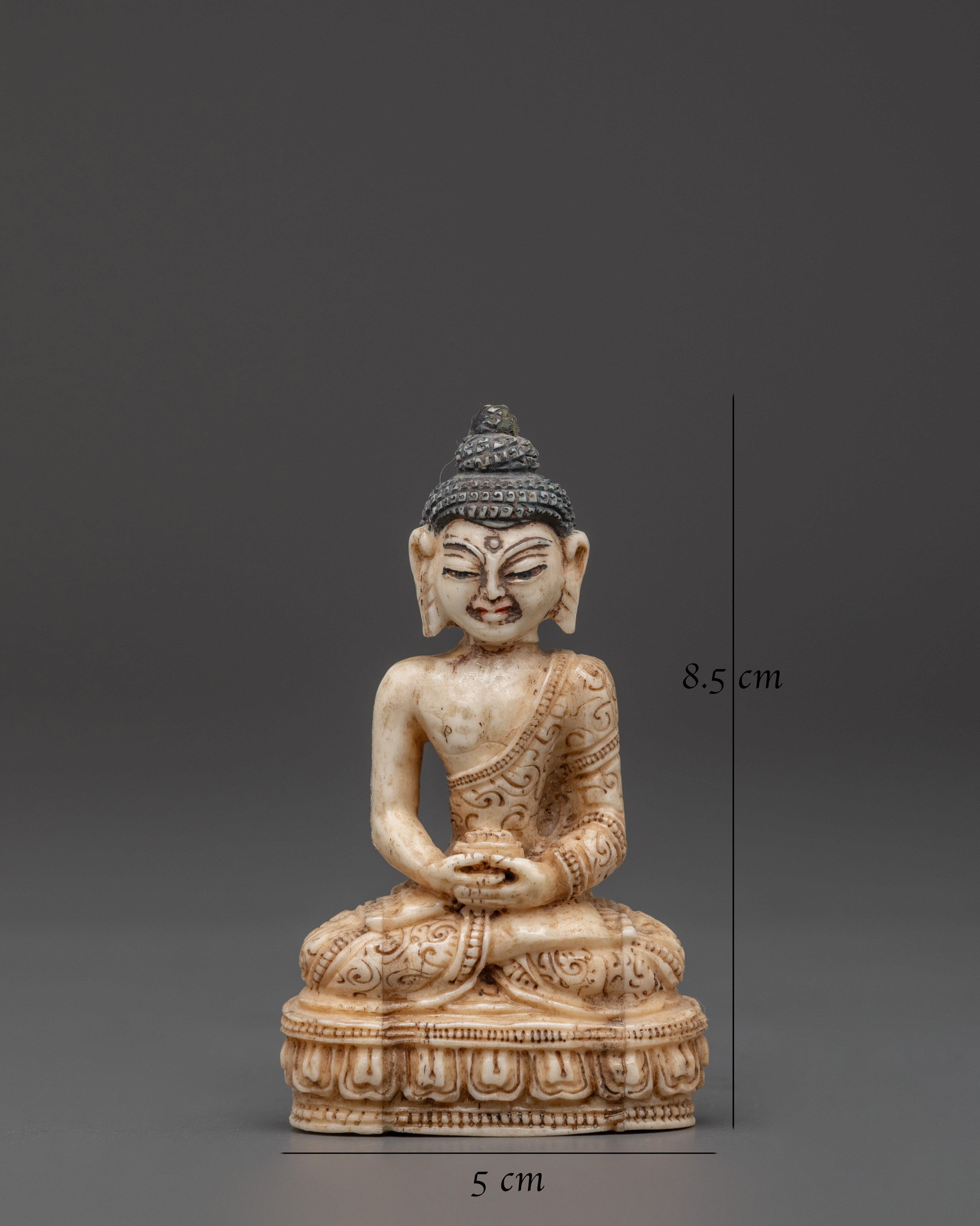 Ethically Sourced Yak Bone Amitabha Buddha Statue | Buddhist Altar Sculpture