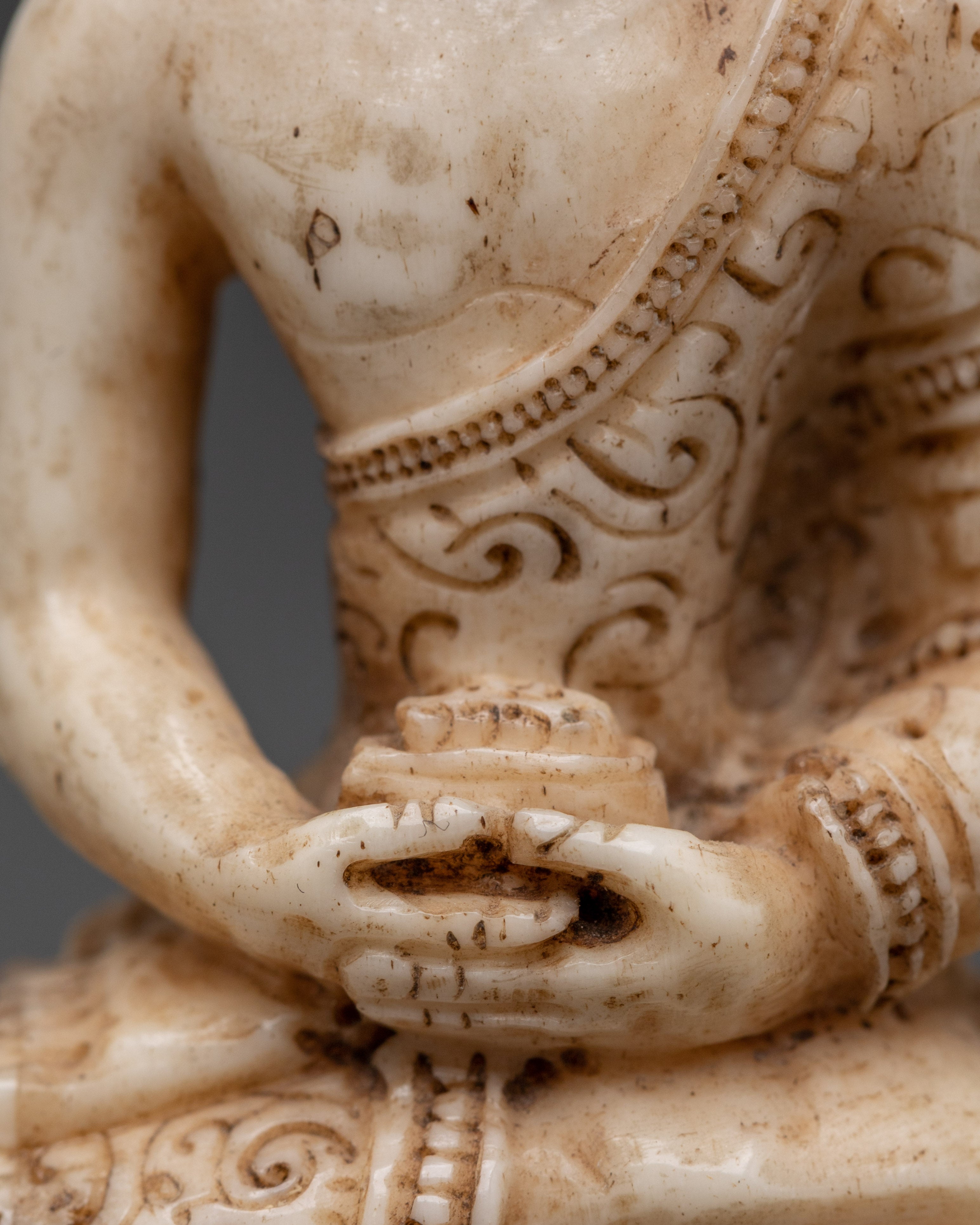 Ethically Sourced Yak Bone Amitabha Buddha Statue | Buddhist Altar Sculpture