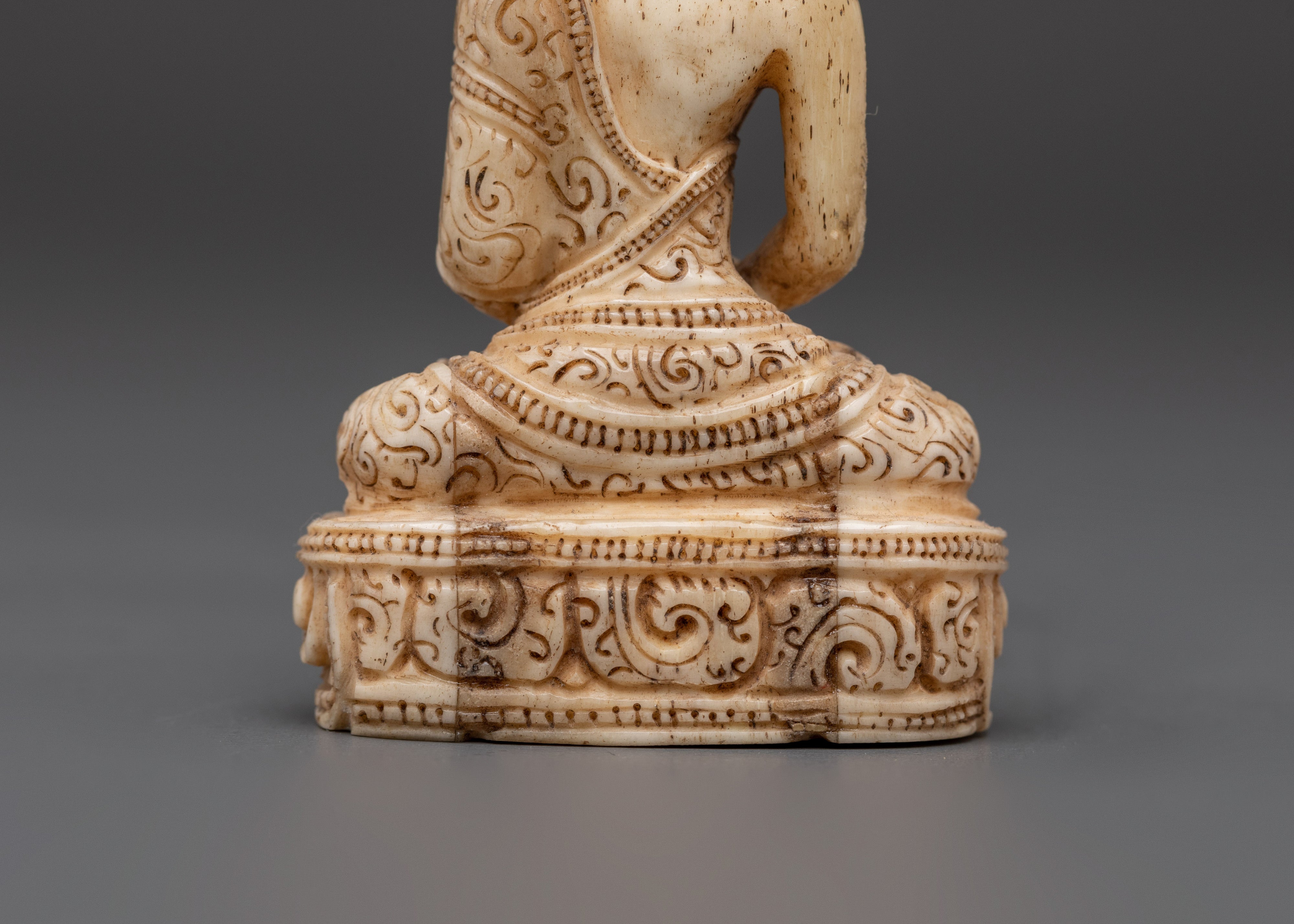 Ethically Sourced Yak Bone Amitabha Buddha Statue | Buddhist Altar Sculpture