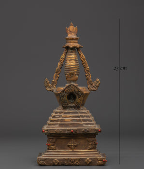 Handcrafted Buddhist Stupa Statue | Sacred Spiritual Artifact for Meditation