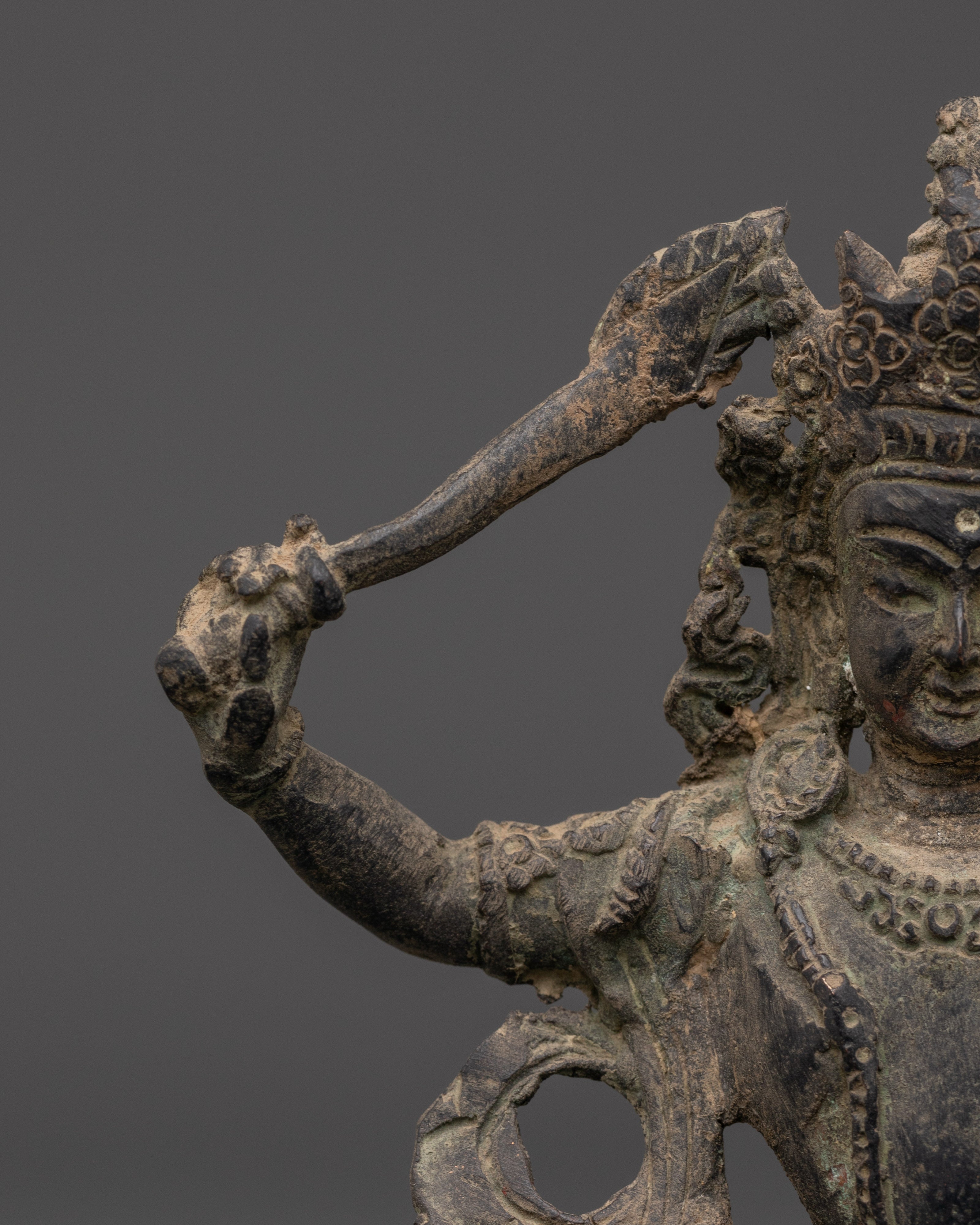 Manjushri Meditation Sculpture | Sword Of Knowledge Clutching Deity Manjushri