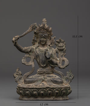 Manjushri Meditation Sculpture | Sword Of Knowledge Clutching Deity Manjushri