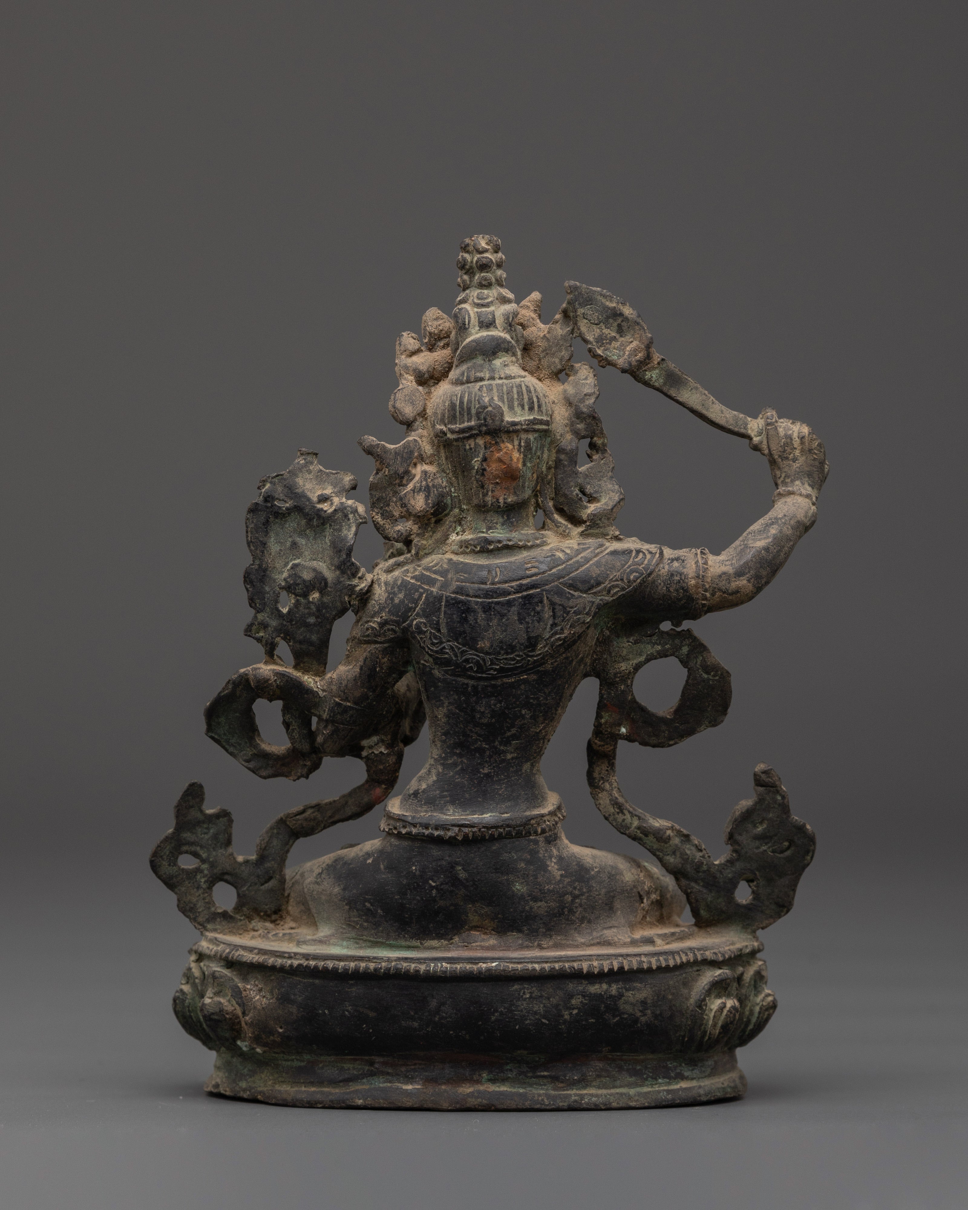 Manjushri Meditation Sculpture | Sword Of Knowledge Clutching Deity Manjushri