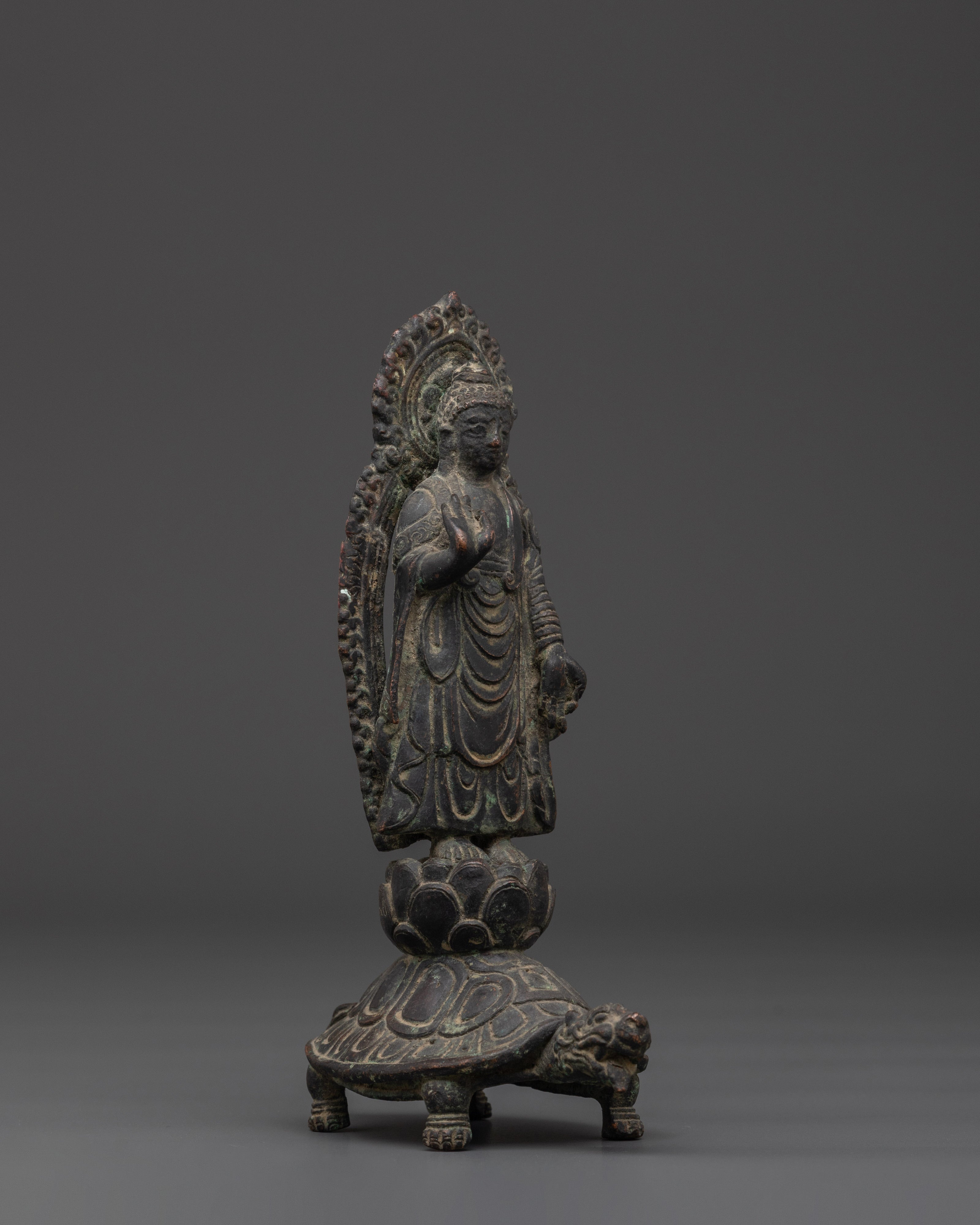 Buddha on Turtle | Spiritual Copper Sculpture