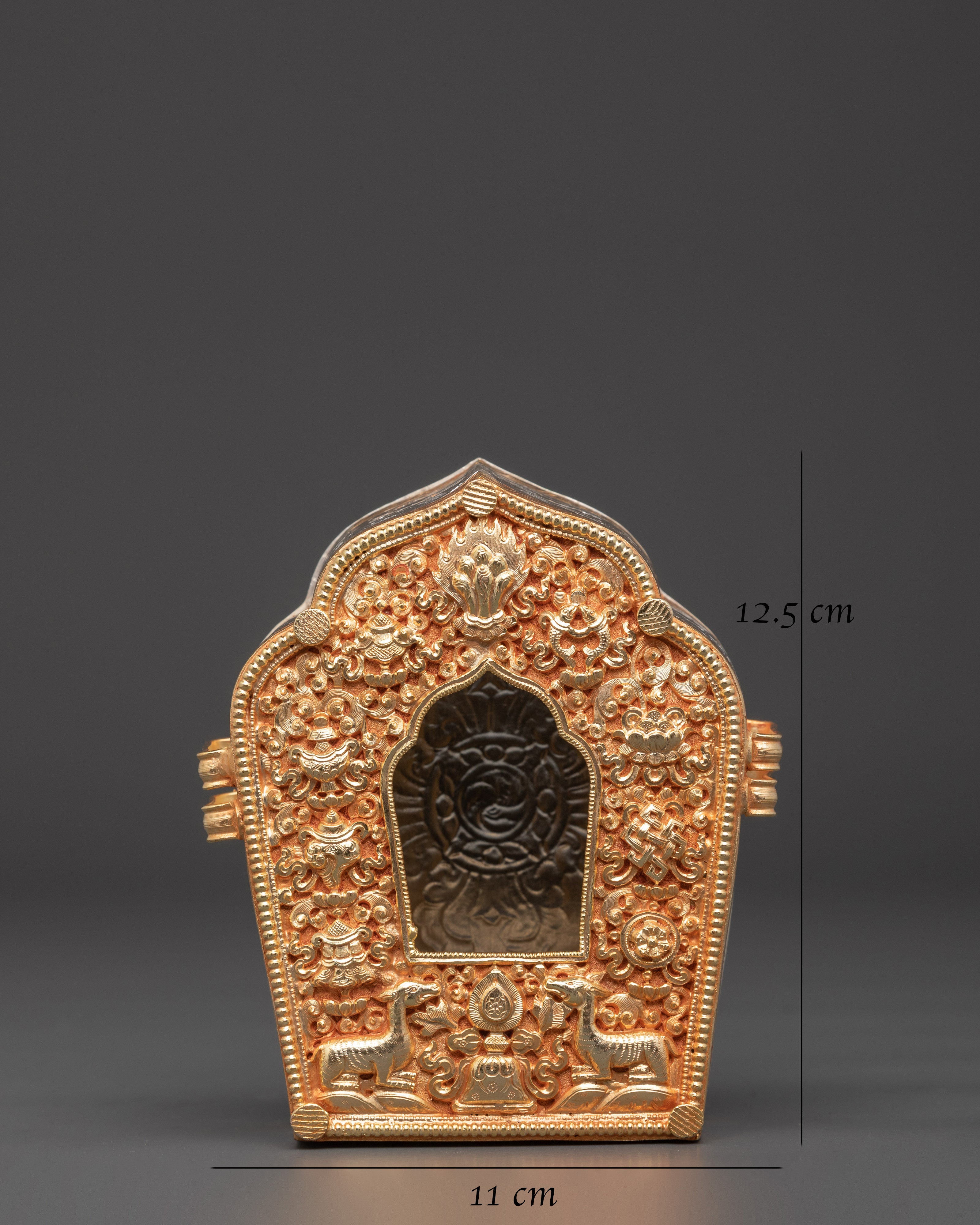 Copper Gold Plated Tibetan Buddhist Ghau Box | Sacred Box for Spiritual Practice