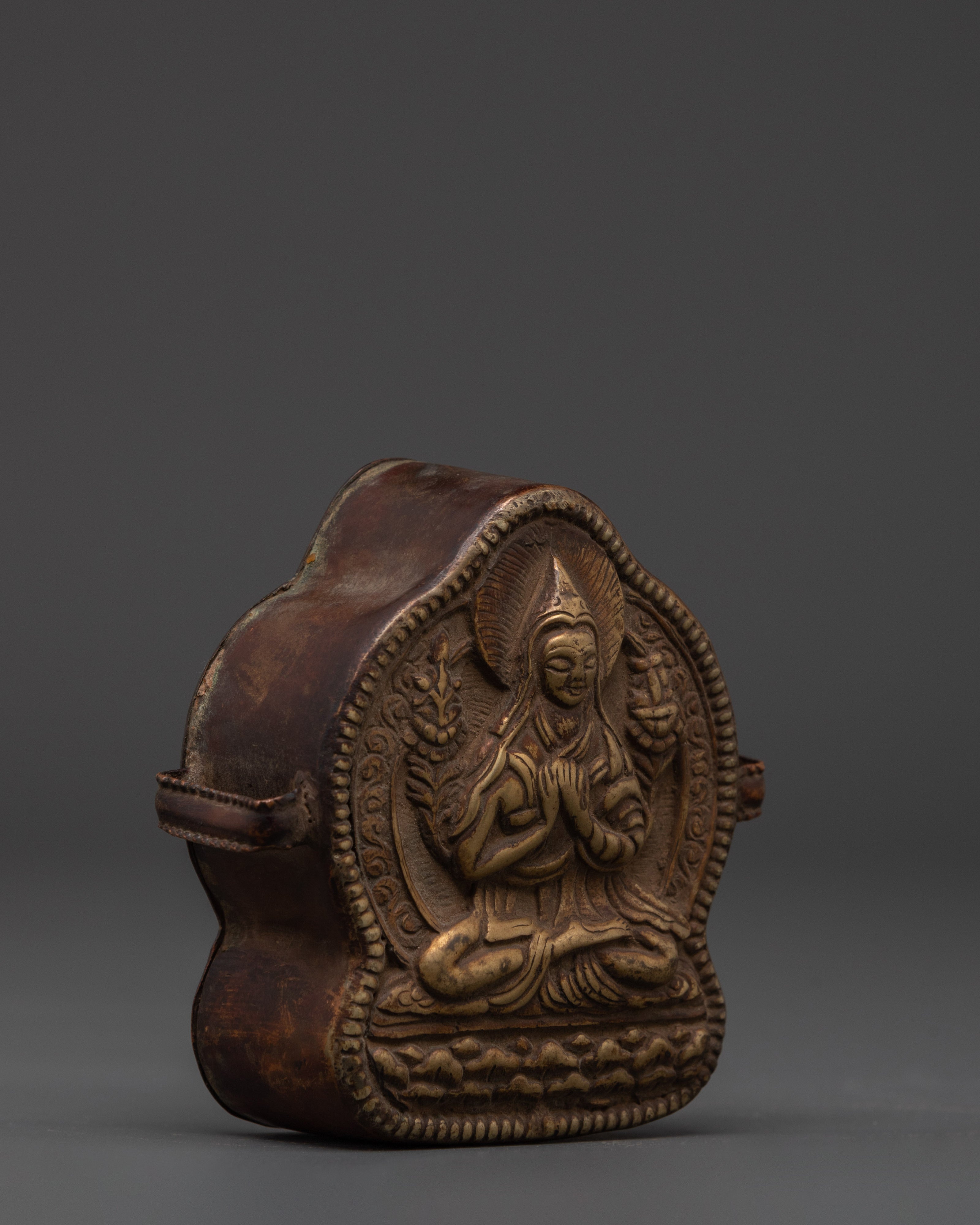 Buddhist Copper Prayer Ghau Box | Handmade Tibetan Ritual Shrine