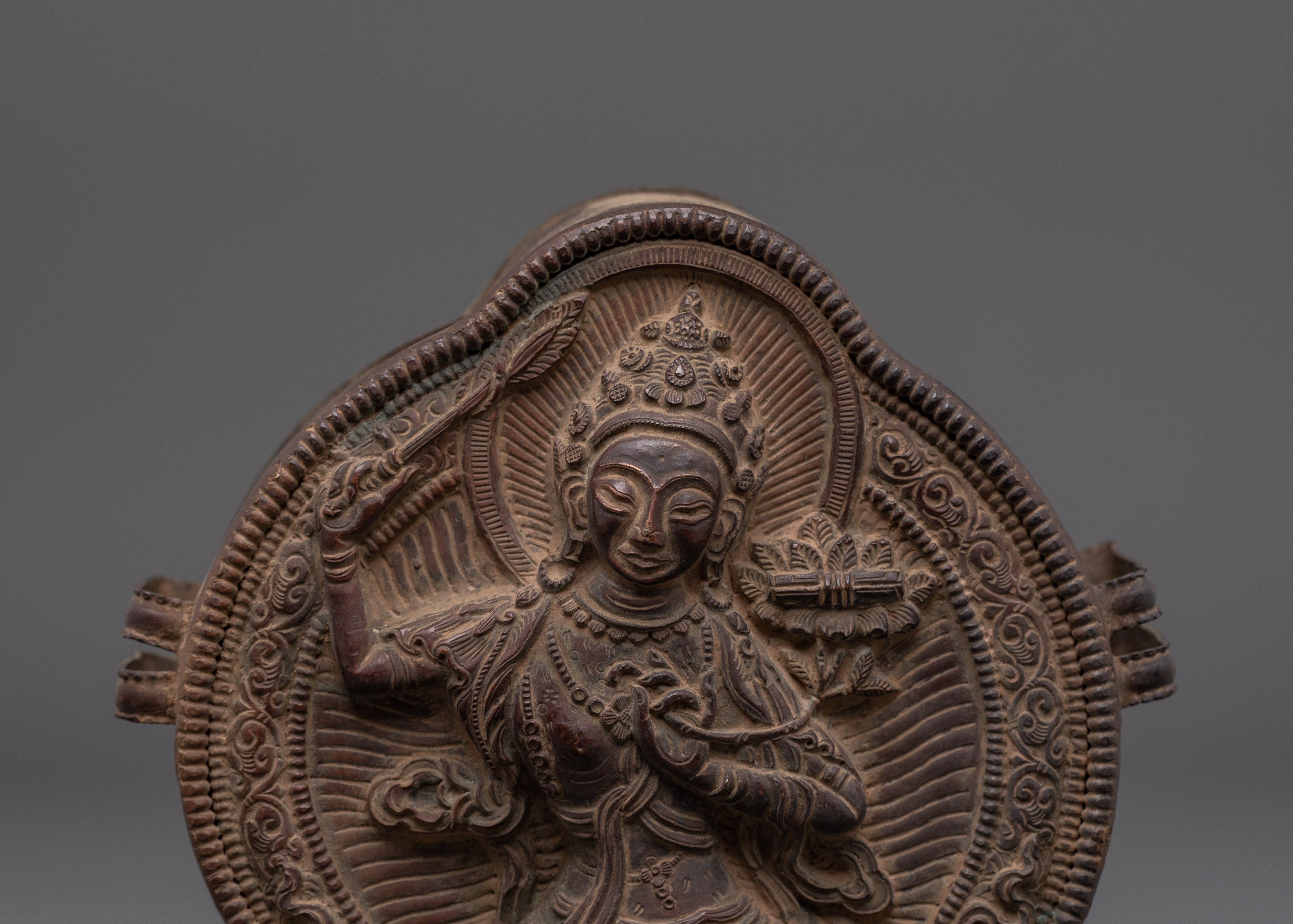 Wisdom Deity Prayer Ghau Box | Tibetan Copper Amulet Shrine