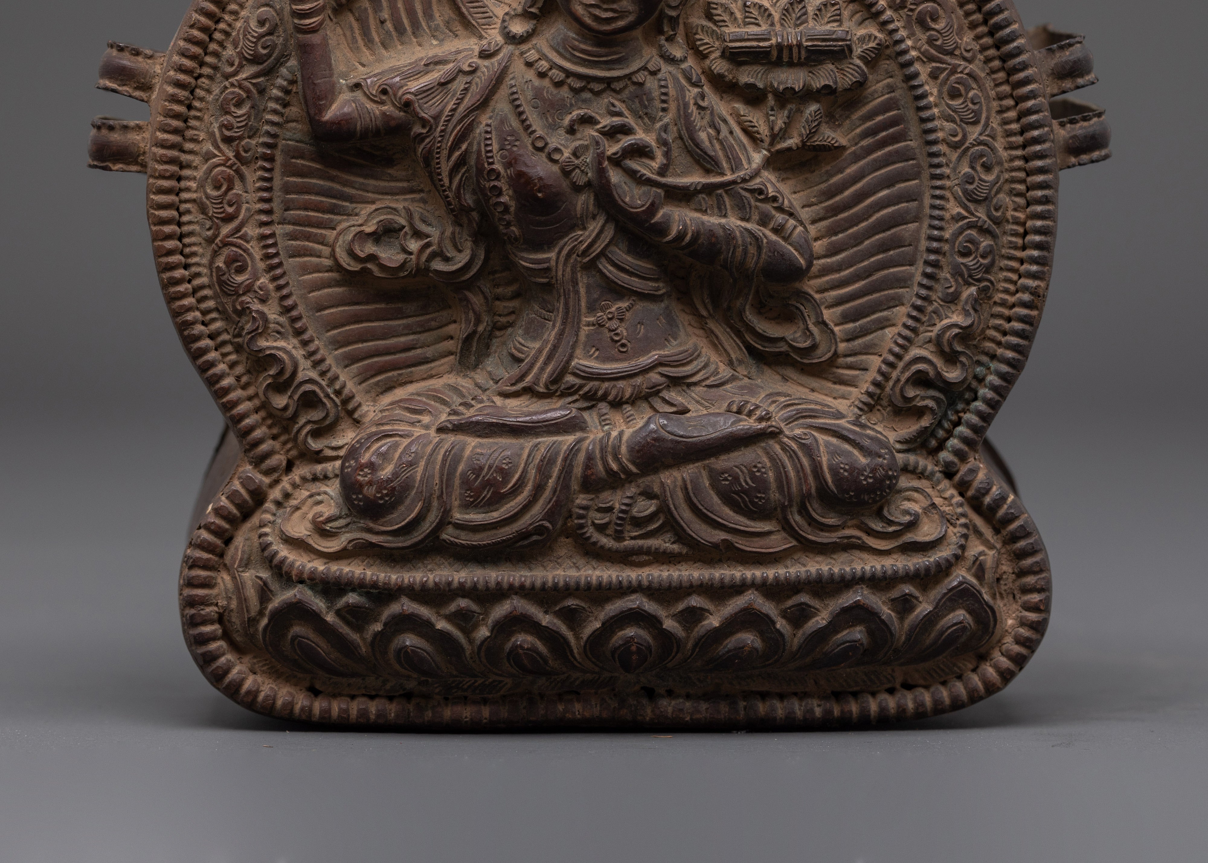 Wisdom Deity Prayer Ghau Box | Tibetan Copper Amulet Shrine