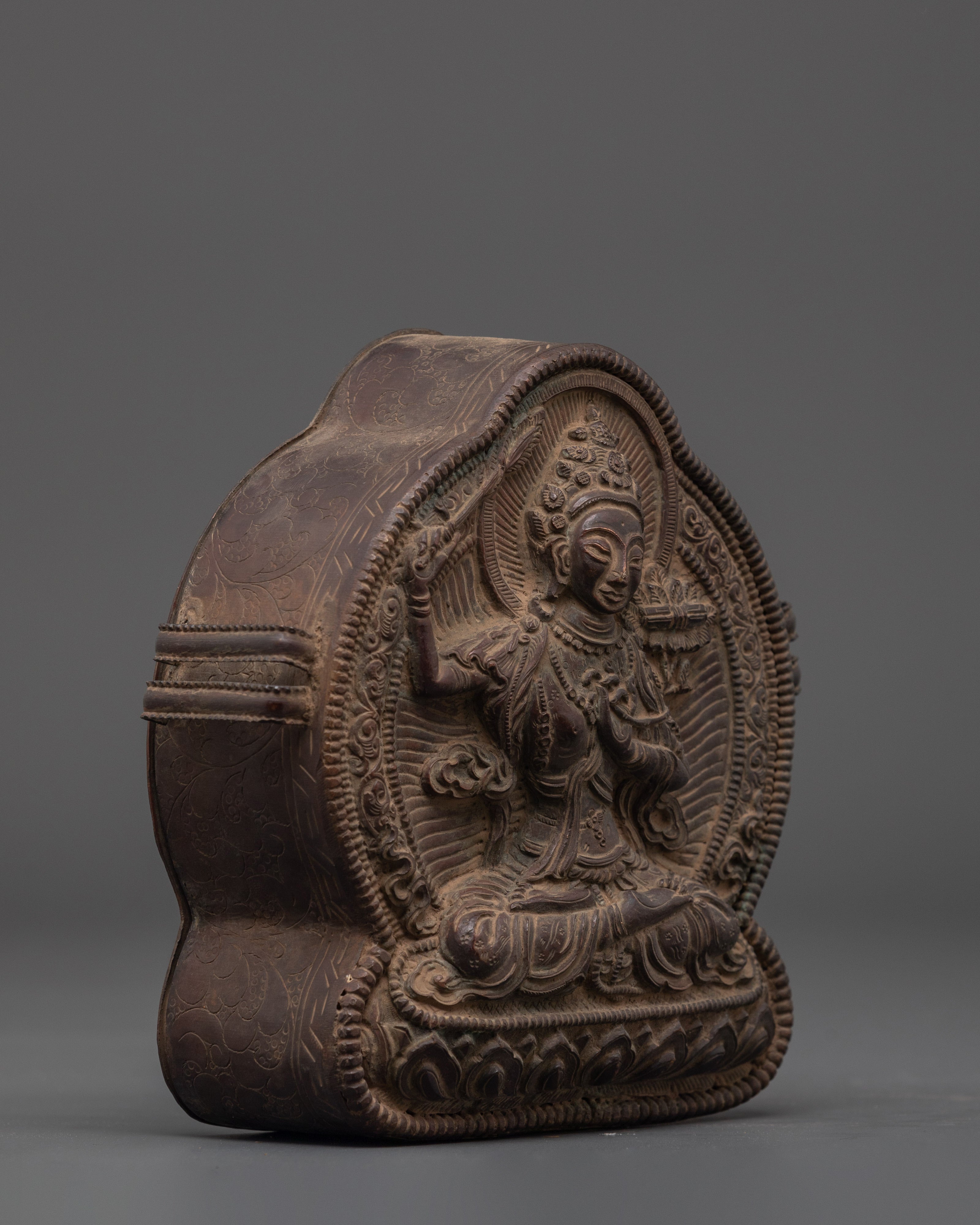 Wisdom Deity Prayer Ghau Box | Tibetan Copper Amulet Shrine