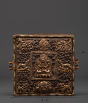 Sacred Amulet Ghau Box | Handcrafted Copper & Gold Plated Tibetan Artifact