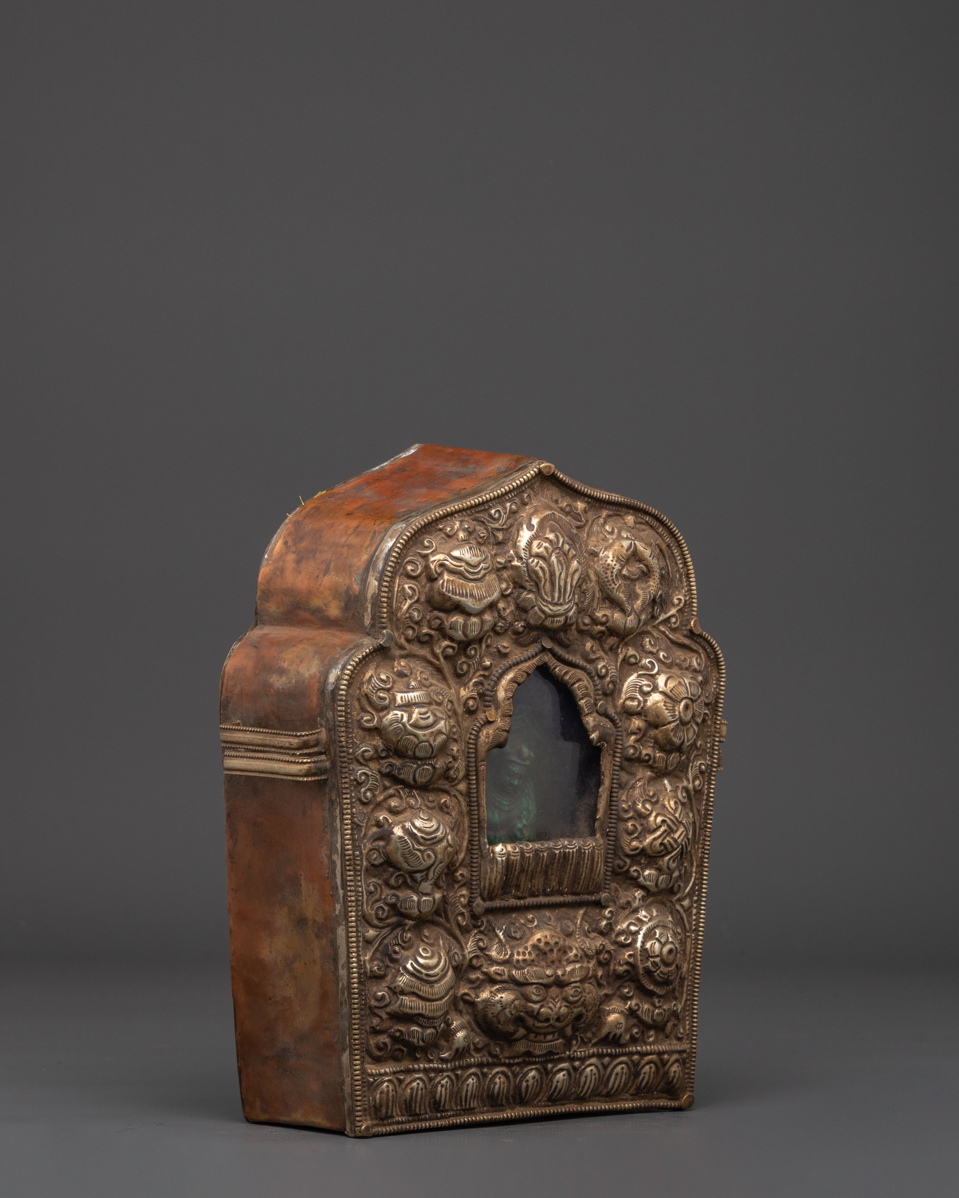 Handcrafted Amulet Ghau Box | Copper Buddhist Ritual Shrine