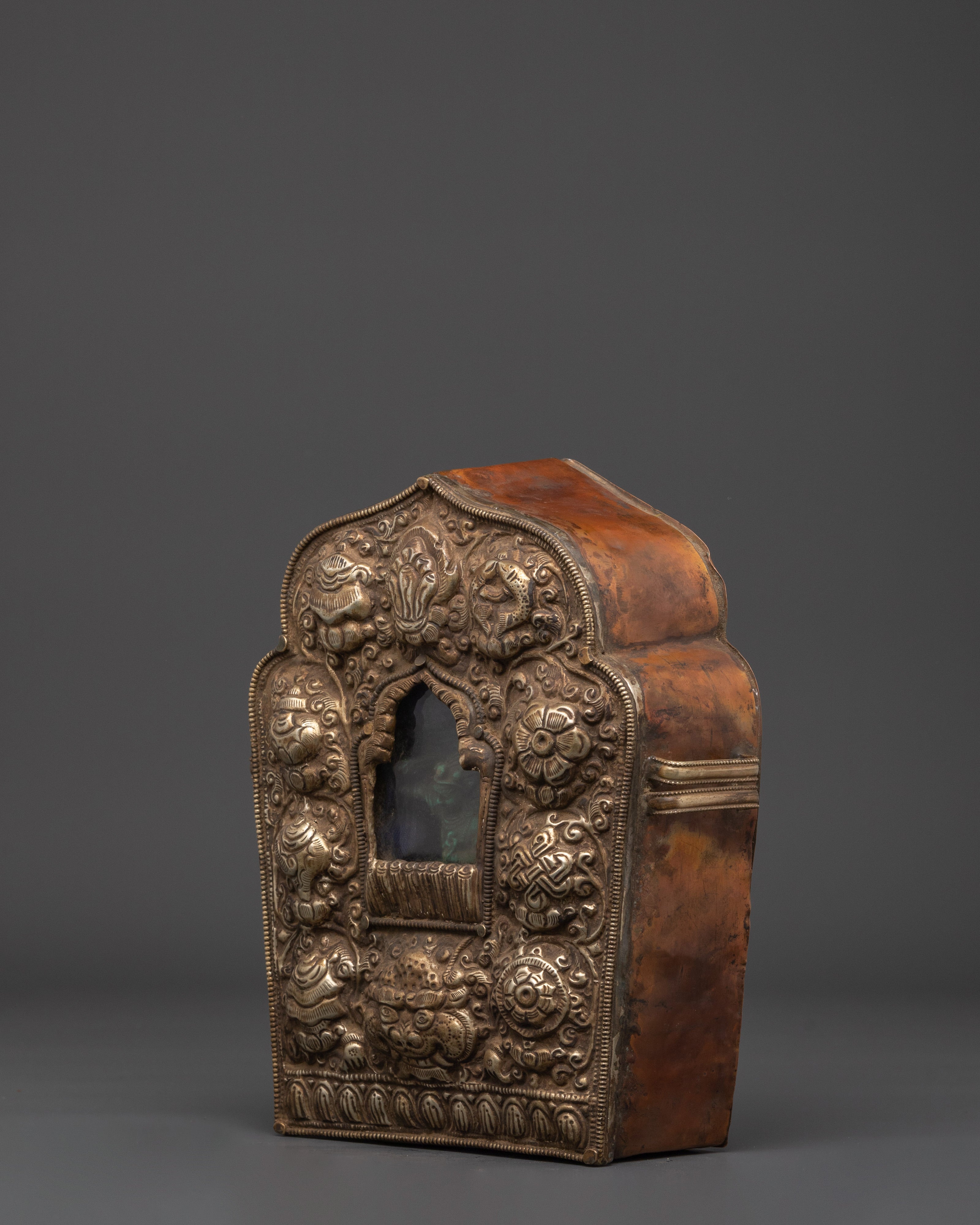 Handcrafted Amulet Ghau Box | Copper Buddhist Ritual Shrine
