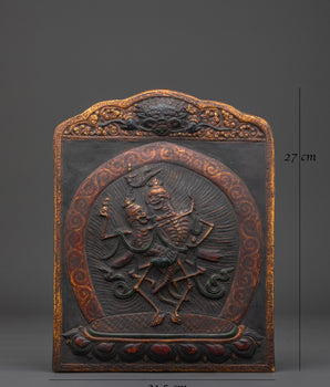 Tibetan Chitipati Deity Wall Art Hanging | Handcrafted Copper Art for Spiritual Spaces